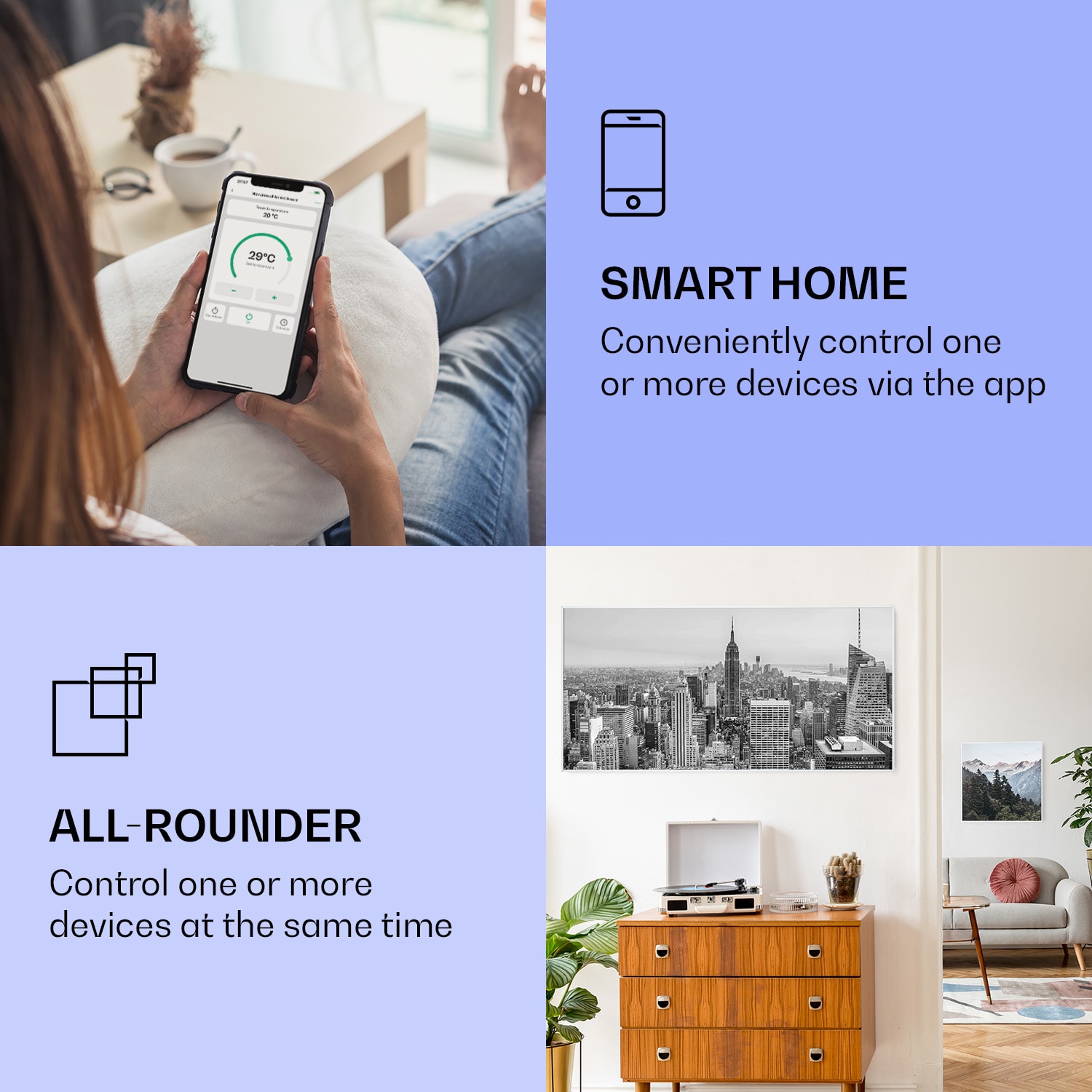 Wonderwall Air Art Smart Aquecimento por Infravermelhos Cidade de Nova Iorque 120x60cm 700W 120 x 60 cm | 700 W | NYC | Branco