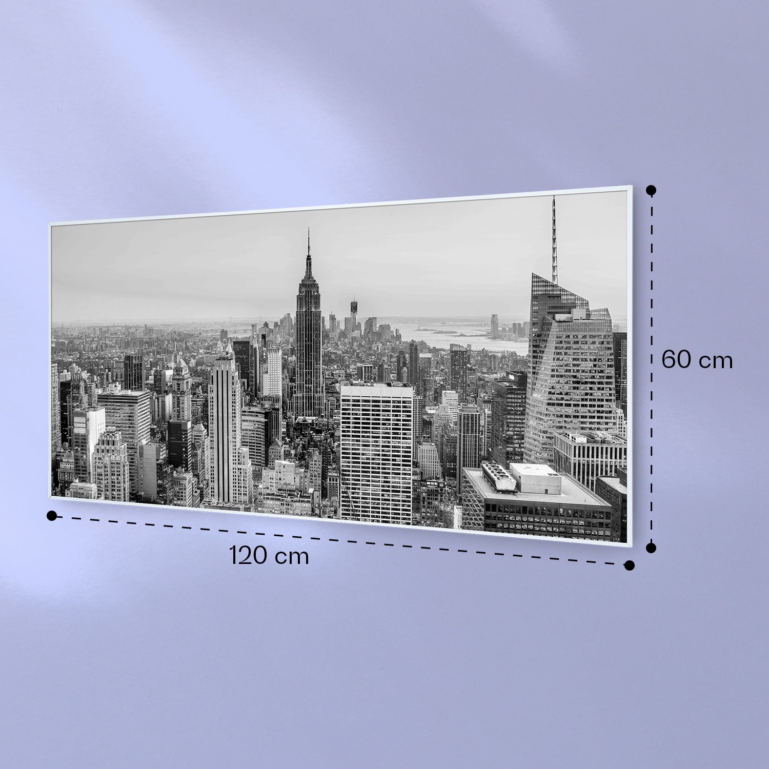 Wonderwall Air Art Calefactor infrarrojo inteligente de mapa de Nueva York 120 x 60 cm 700 W 120 x 60 cm | 700 W | NYC | Blanco