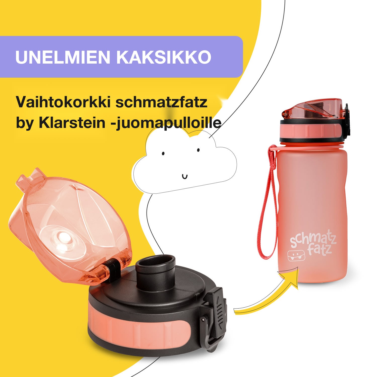schmatzfatz Wakaba varaosakansi 350/400/500 millilitran juomapulloon | Muovinen juomaosa | BPA-vapaa Koralli Vaaleanpunainen