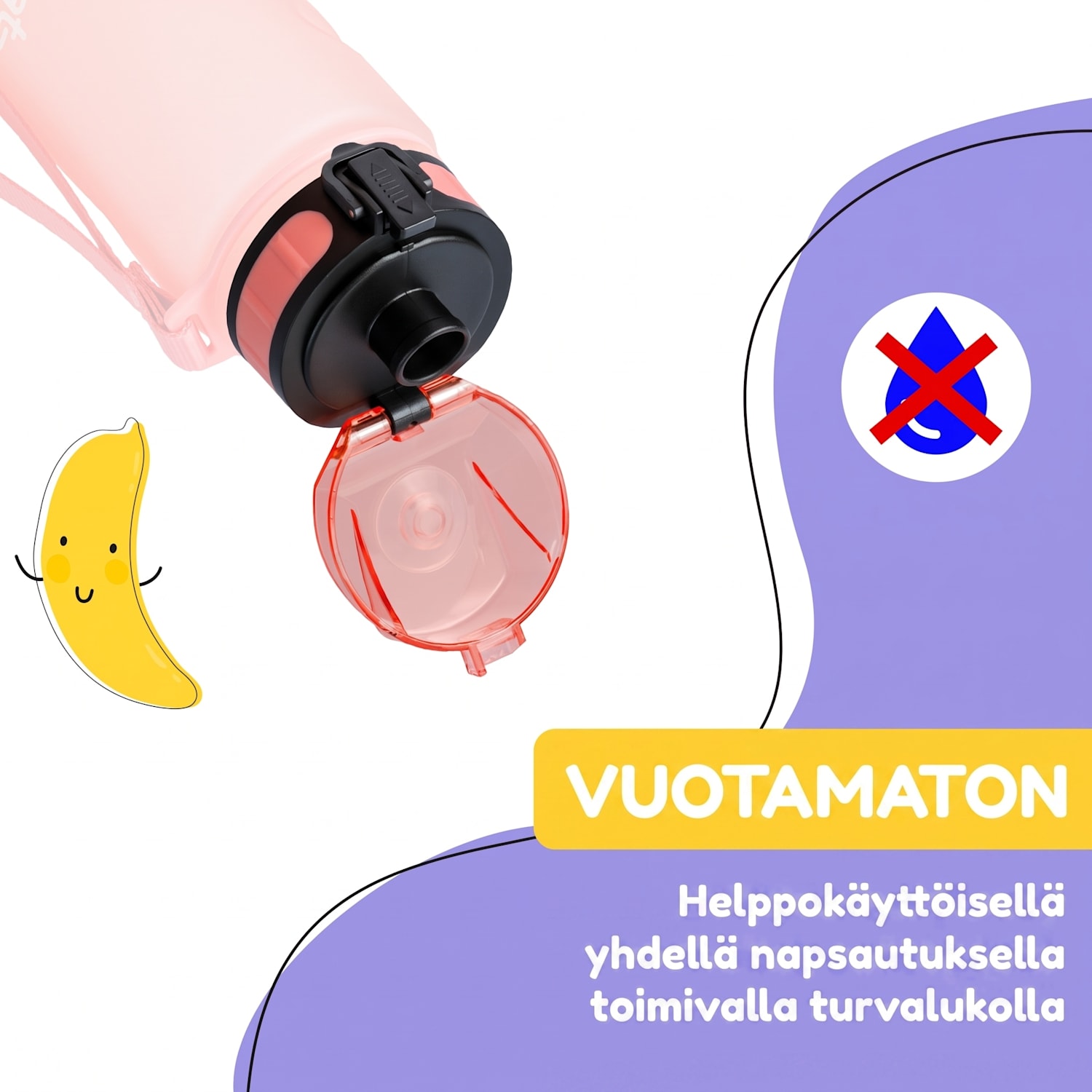 schmatzfatz Wakaba varaosakansi 350/400/500 millilitran juomapulloon | Muovinen juomaosa | BPA-vapaa Koralli Vaaleanpunainen