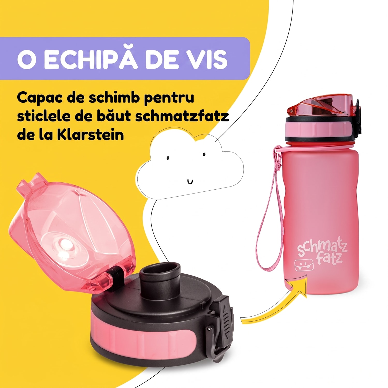 Schmatzfatz, capac de rezervă, înălțime: 4,5 cm, diametru: 7 cm, fără BPA Roz Candy