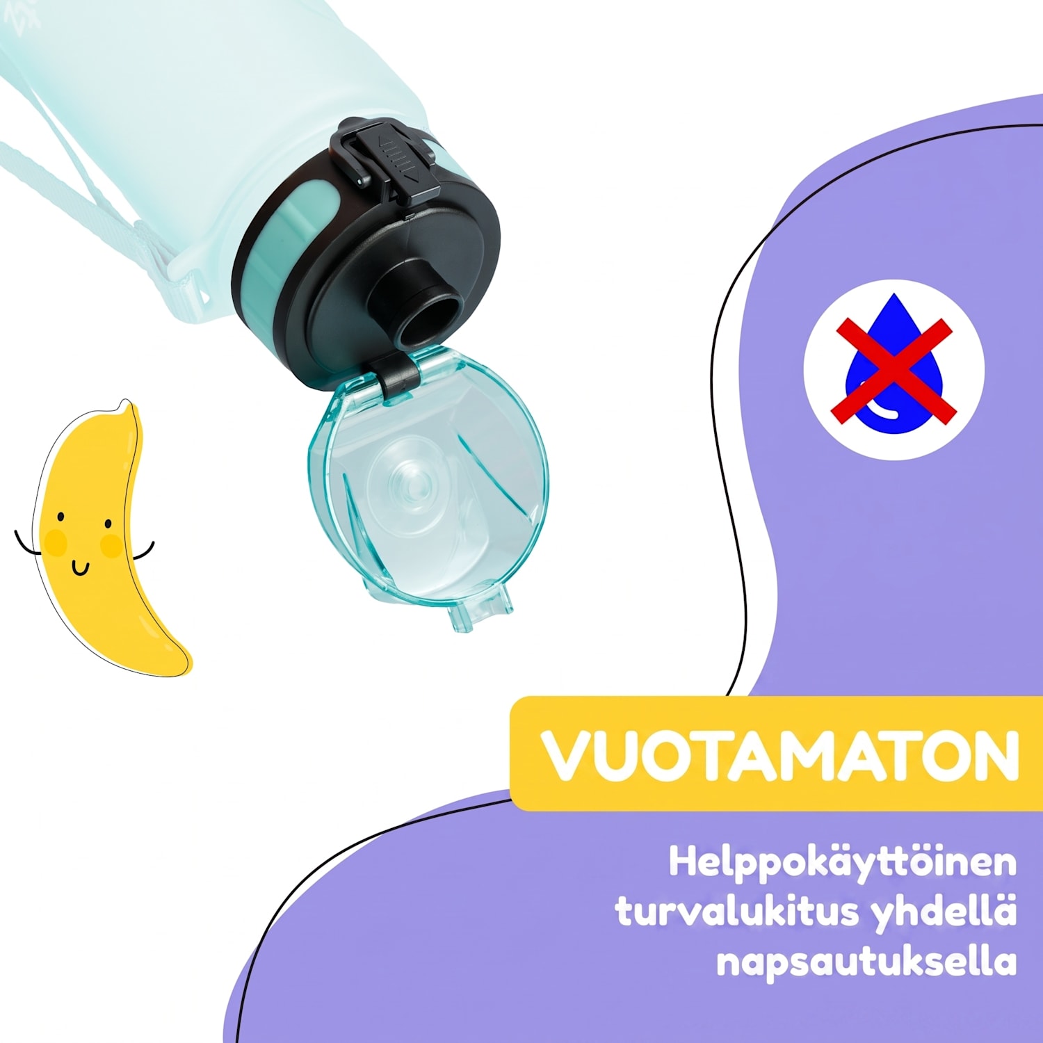 schmatzfatz Wakaba varaosakansi 350/400/500 millilitran juomapulloon | Muovinen juomaosa | BPA-vapaa Sinivihreä