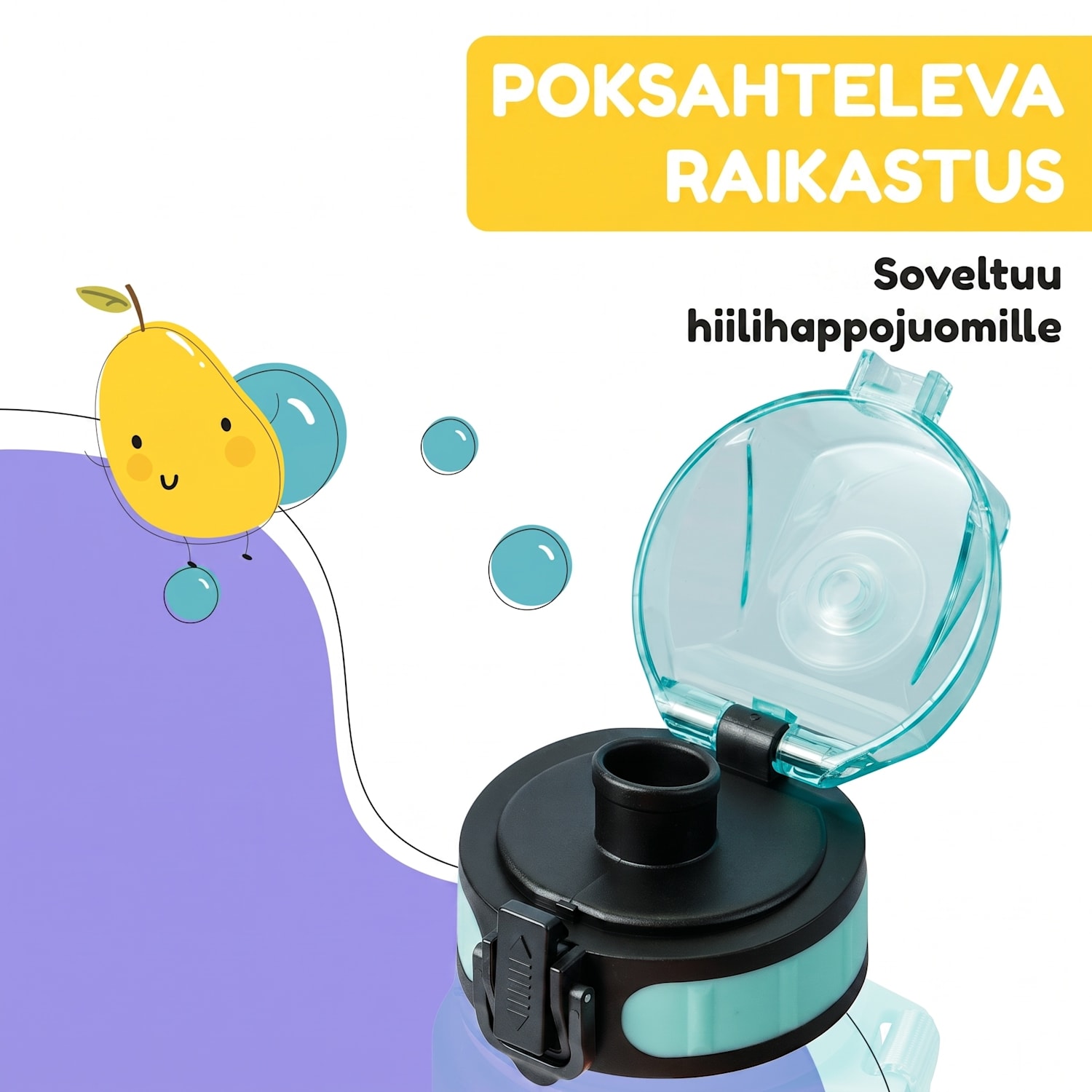 schmatzfatz Wakaba varaosakansi 350/400/500 millilitran juomapulloon | Muovinen juomaosa | BPA-vapaa Sinivihreä