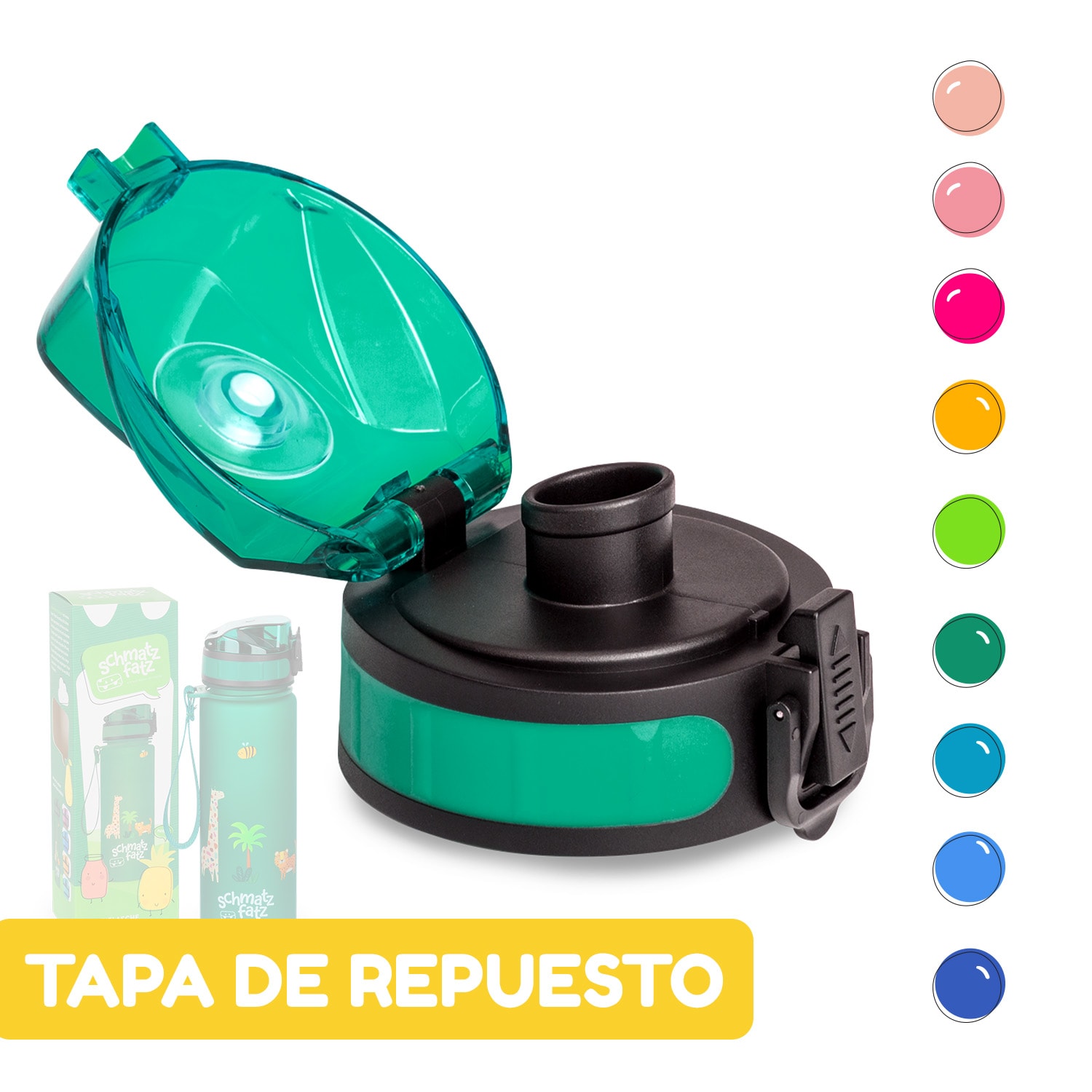 Tapa de repuesto schmatzfatz Altura: 4,5 cm Diámetro: 7 cm Sin BPA Verde Golf