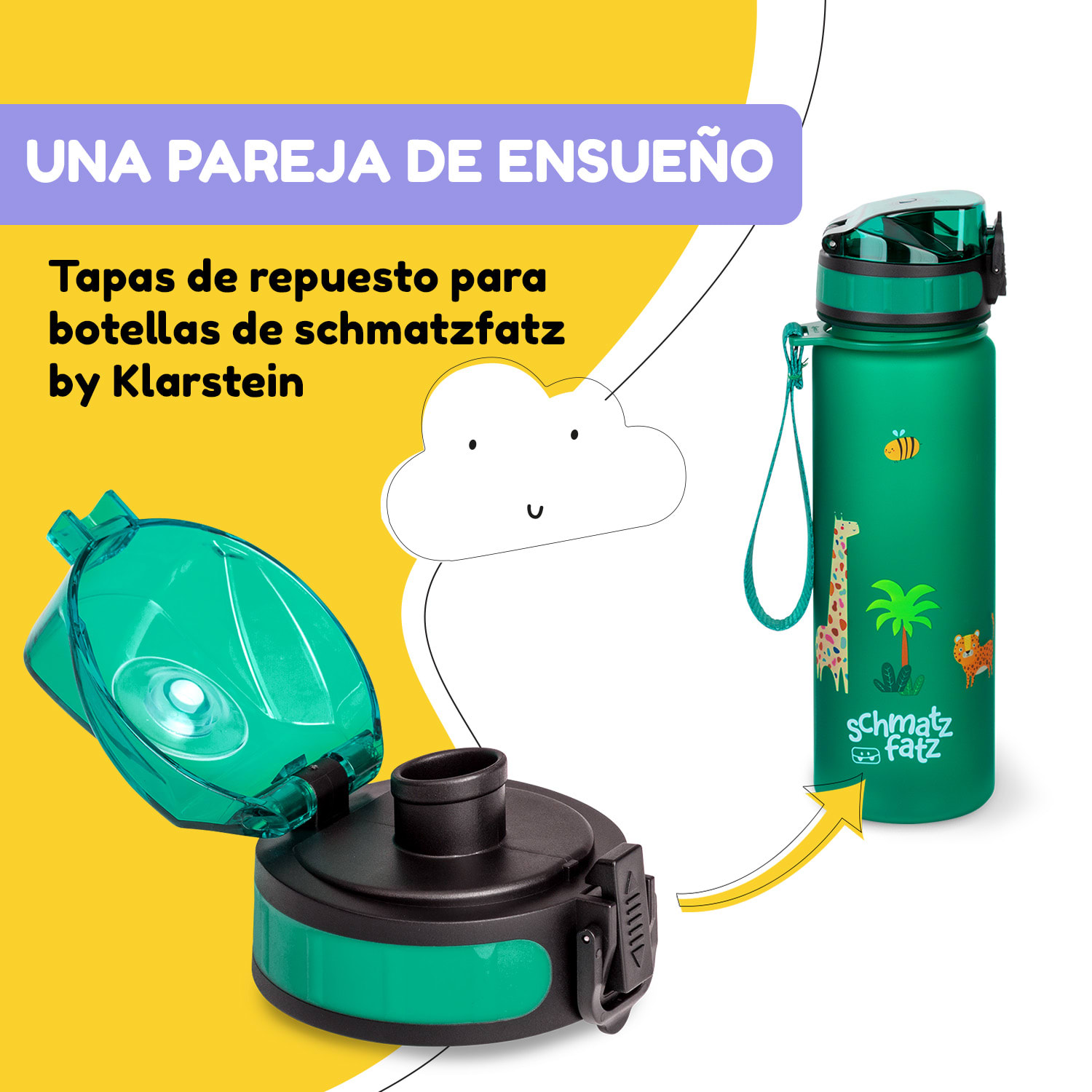 Tapa de repuesto schmatzfatz Altura: 4,5 cm Diámetro: 7 cm Sin BPA Verde Golf