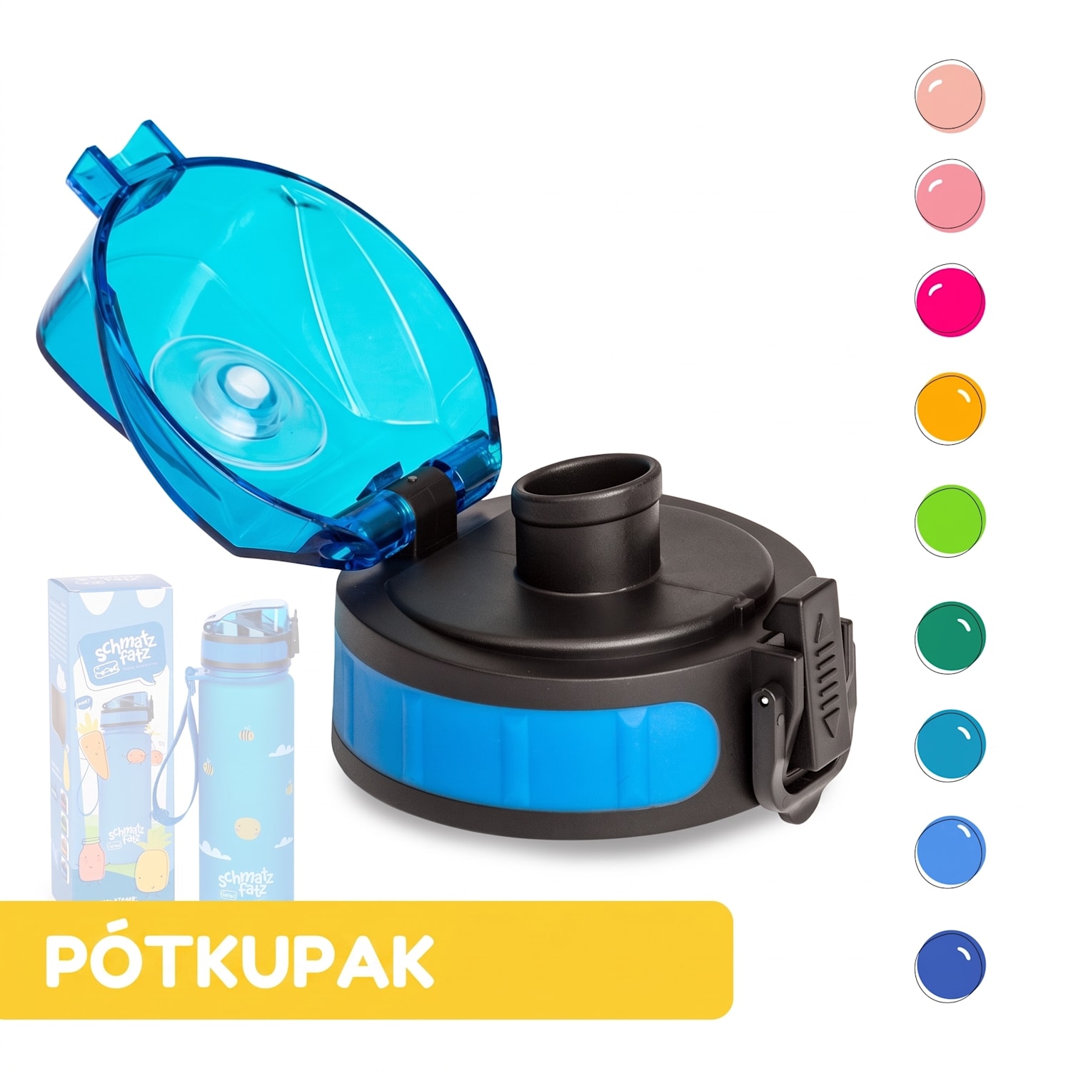 Schmatzfatz, tartalék kupak, magasság: 4,5 cm, átmérő: 7 cm, BPA-mentes Kék