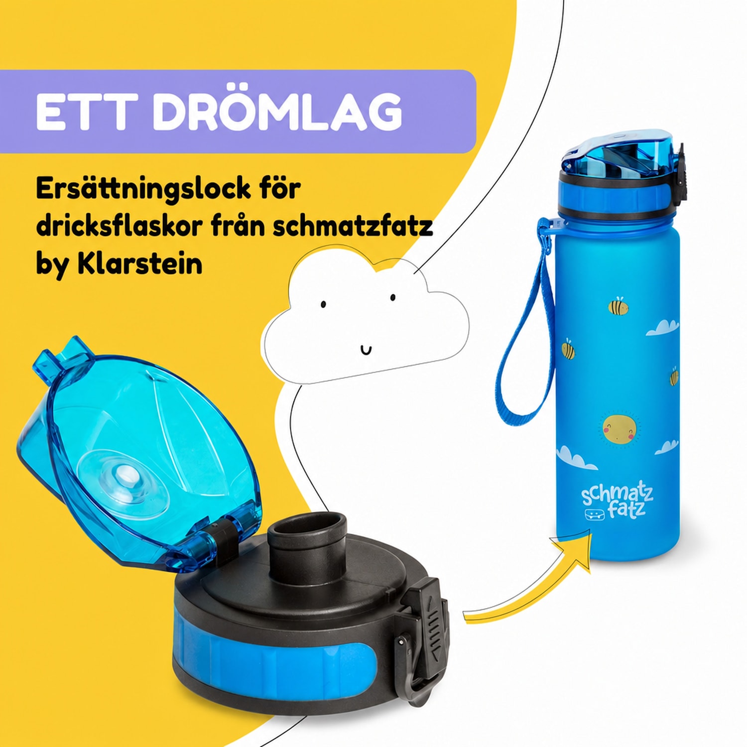 schmatzfatz Wakaba reservlock till 350/400/500 ml drickflaska | plastutlopp | BPA-fri Blå