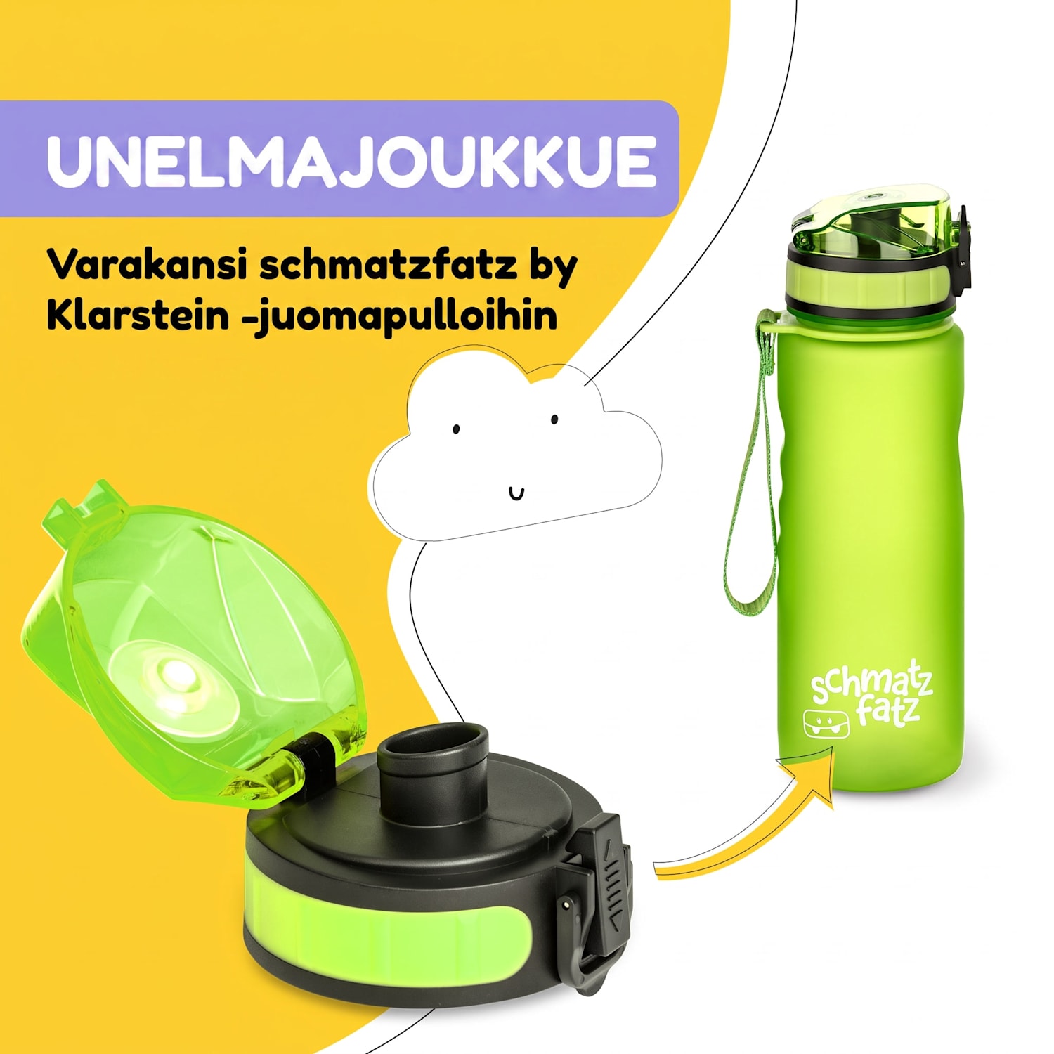 schmatzfatz Wakaba varaosakansi 350/400/500 millilitran juomapulloon | Muovinen juomaosa | BPA-vapaa Limenvihreä