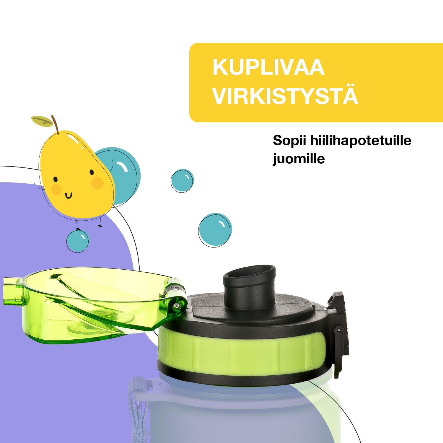 schmatzfatz Wakaba varaosakansi 350/400/500 millilitran juomapulloon | Muovinen juomaosa | BPA-vapaa Limenvihreä