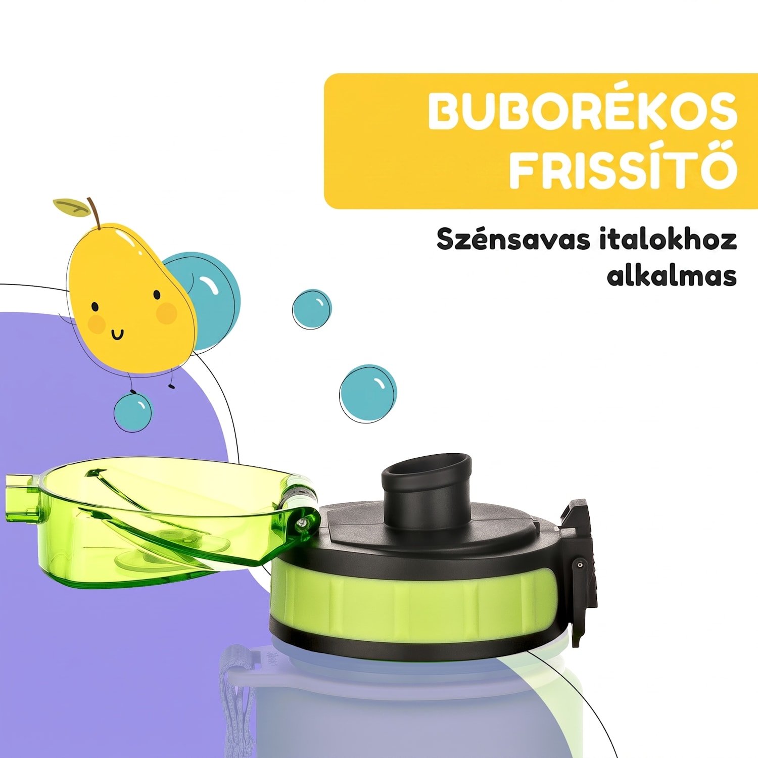 Schmatzfatz, tartalék kupak, magasság: 4,5 cm, átmérő: 7 cm, BPA-mentes Lime zöld