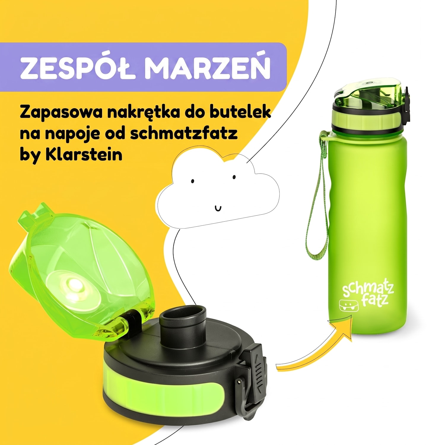 Schmatzfatz, zapasowa zakrętka, wysokość: 4,5 cm, średnica: 7 cm, bez BPA Limonkowa Zieleń