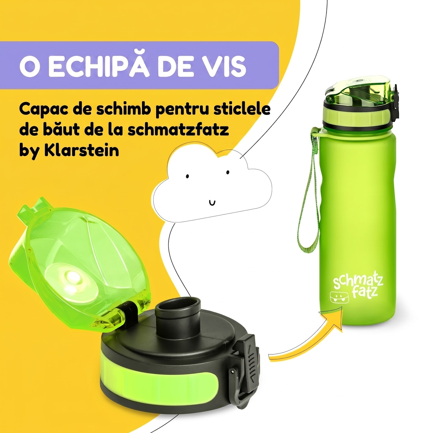Schmatzfatz, capac de rezervă, înălțime: 4,5 cm, diametru: 7 cm, fără BPA Verde lămâie