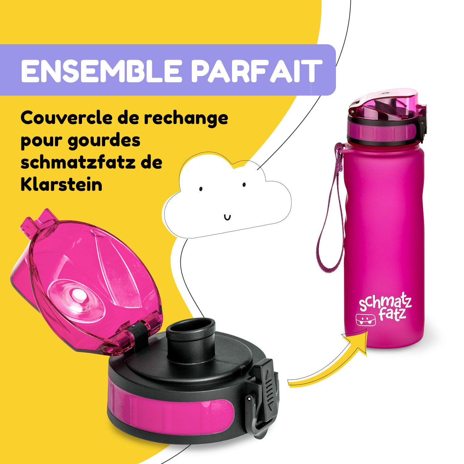 Schmatzfatz couvercle de remplacement Hauteur : 4,5 cm Diamètre : 7 cm Sans BPA Fuchsia