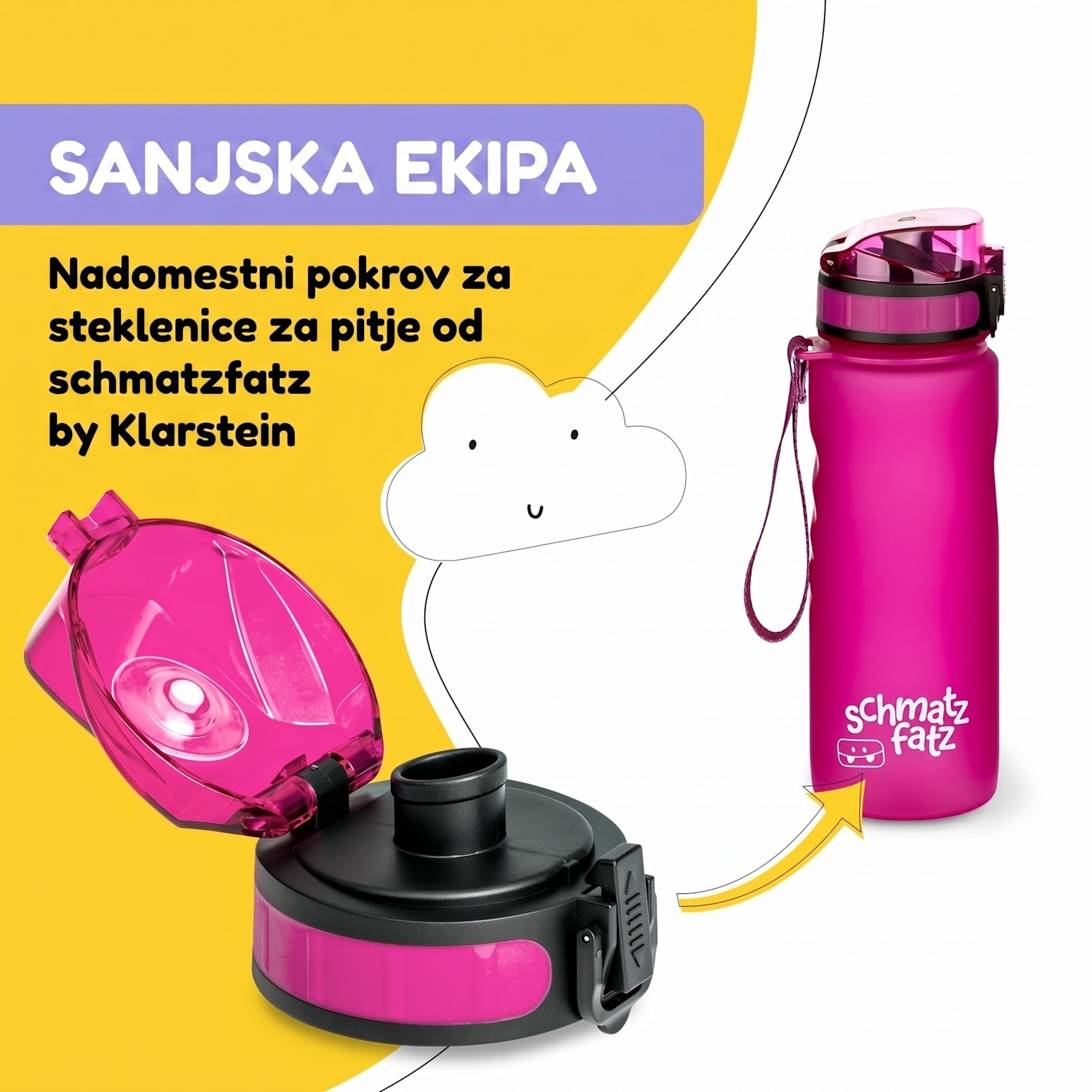 Schmatzfatz, rezervni pokrovček, višina: 4,5 cm, premer: 7 cm, brez BPA Fuksija
