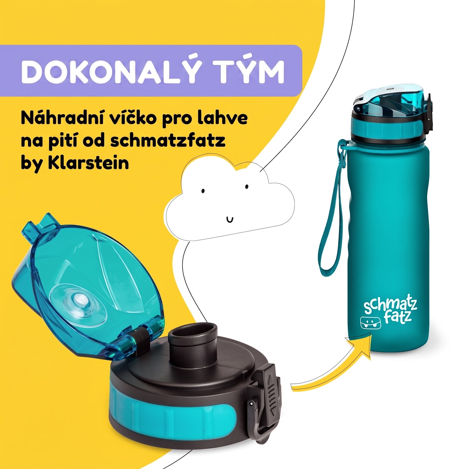 Schmatzfatz, náhradní víčko, výška: 4,5 cm, průměr: 7 cm, bez BPA Benzín Modrá