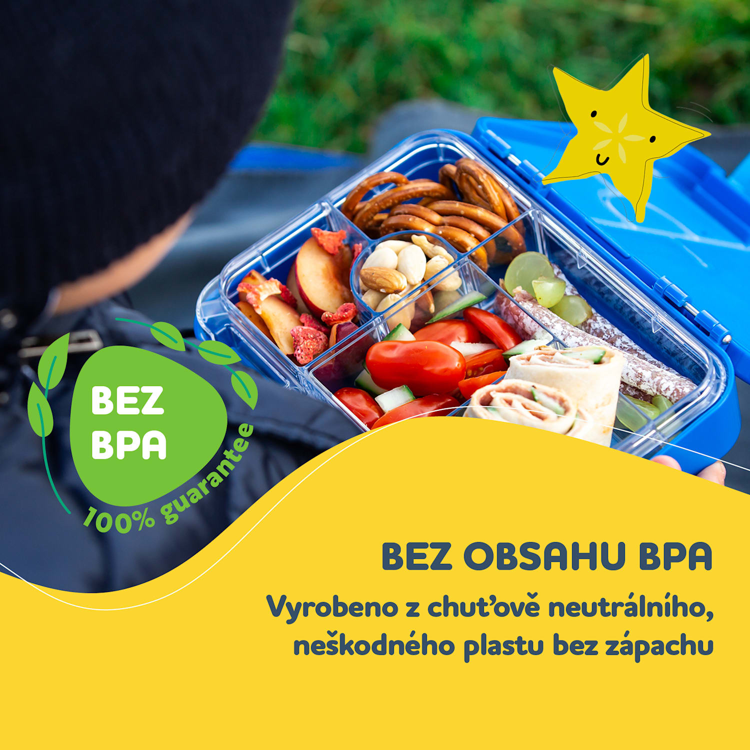 schmatzfatz junior, svačinkový box, 6 přihrádek,  21,3 × 15 × 4,5 cm 