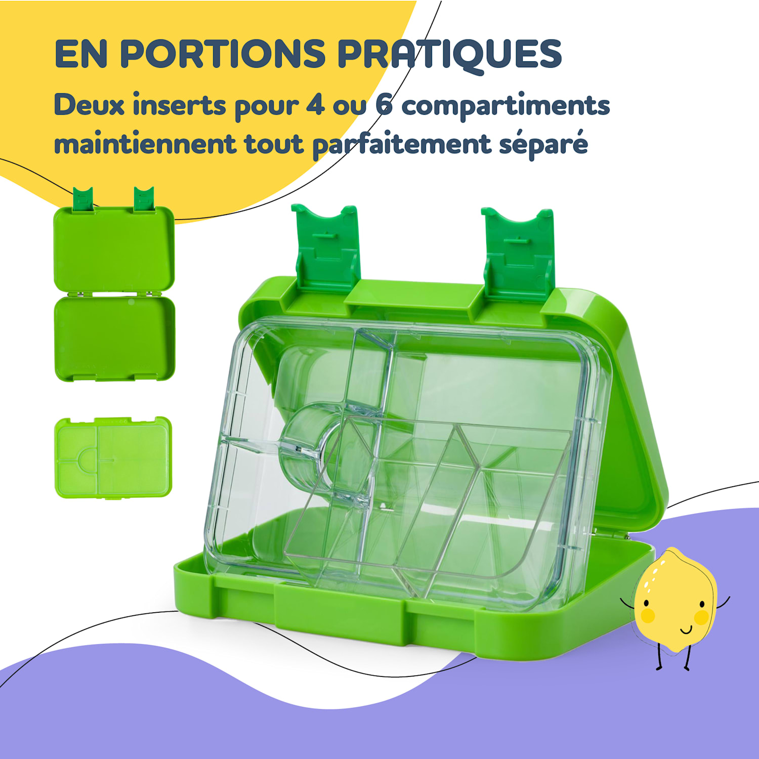 schmatzfatz junior lunchbox 6 vakken 21,3 x 15 x 4,5 cm  Groen