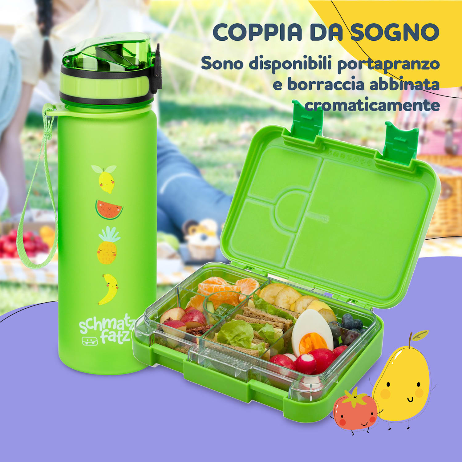 schmatzfatz junior, Lunchbox, 6 Scomparti, 21,3 x 15 x 4,5 cm  Verde