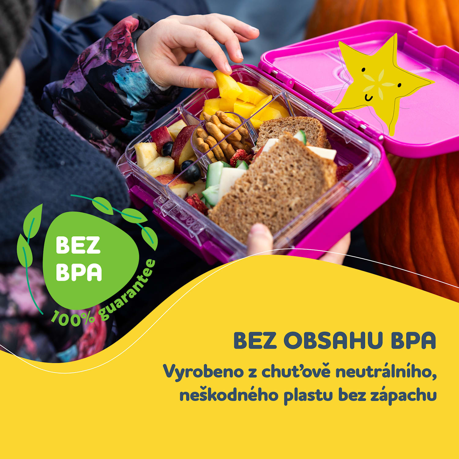 schmatzfatz junior, svačinkový box, 6 přihrádek,  21,3 × 15 × 4,5 cm 