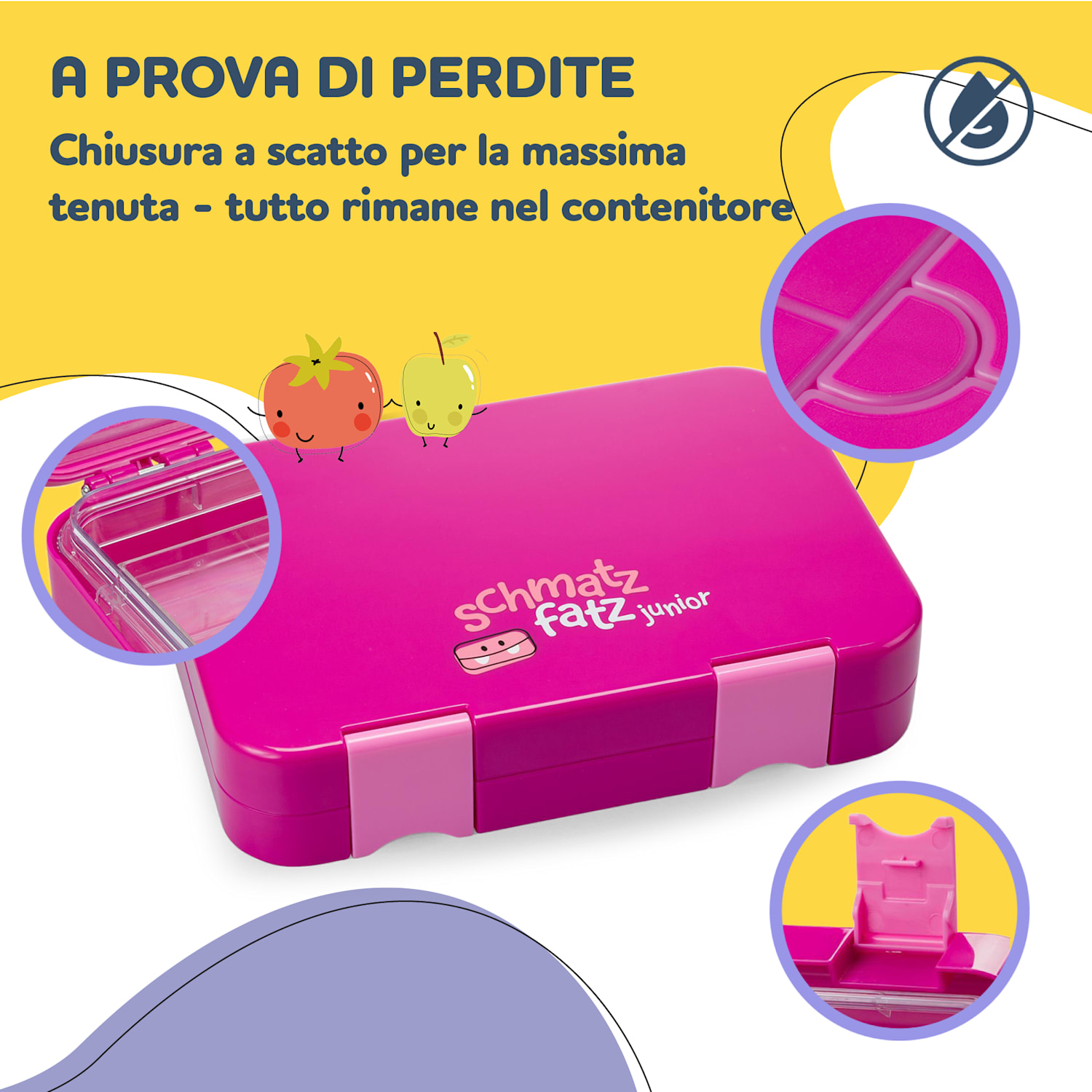 schmatzfatz junior, Lunchbox, 6 Scomparti, 21,3 x 15 x 4,5 cm  Fucsia