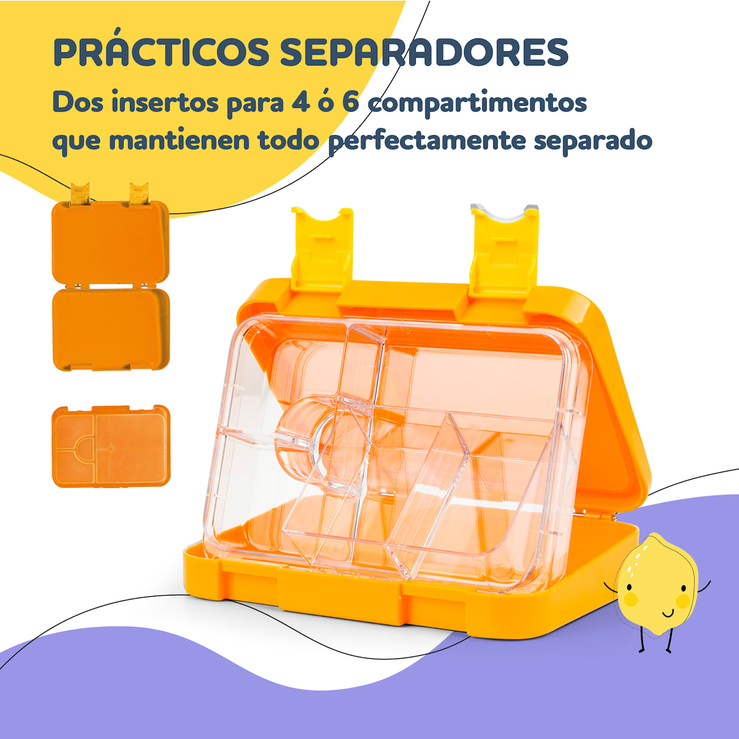 Fiambrera junior 6 compartimentos schmatzfatz 21,3 x 15 x 4,5 cm  Naranja