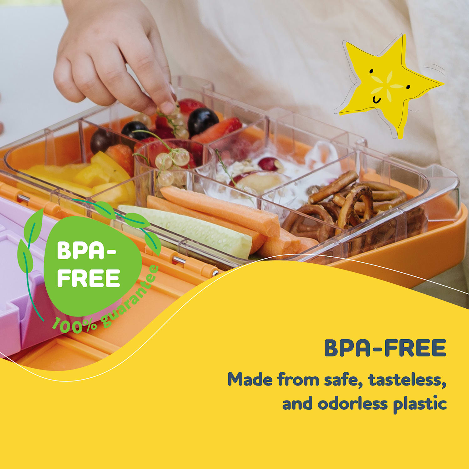 schmatzfatz junior lunchbox 6 vakken 21,3 x 15 x 4,5 cm  Oranje