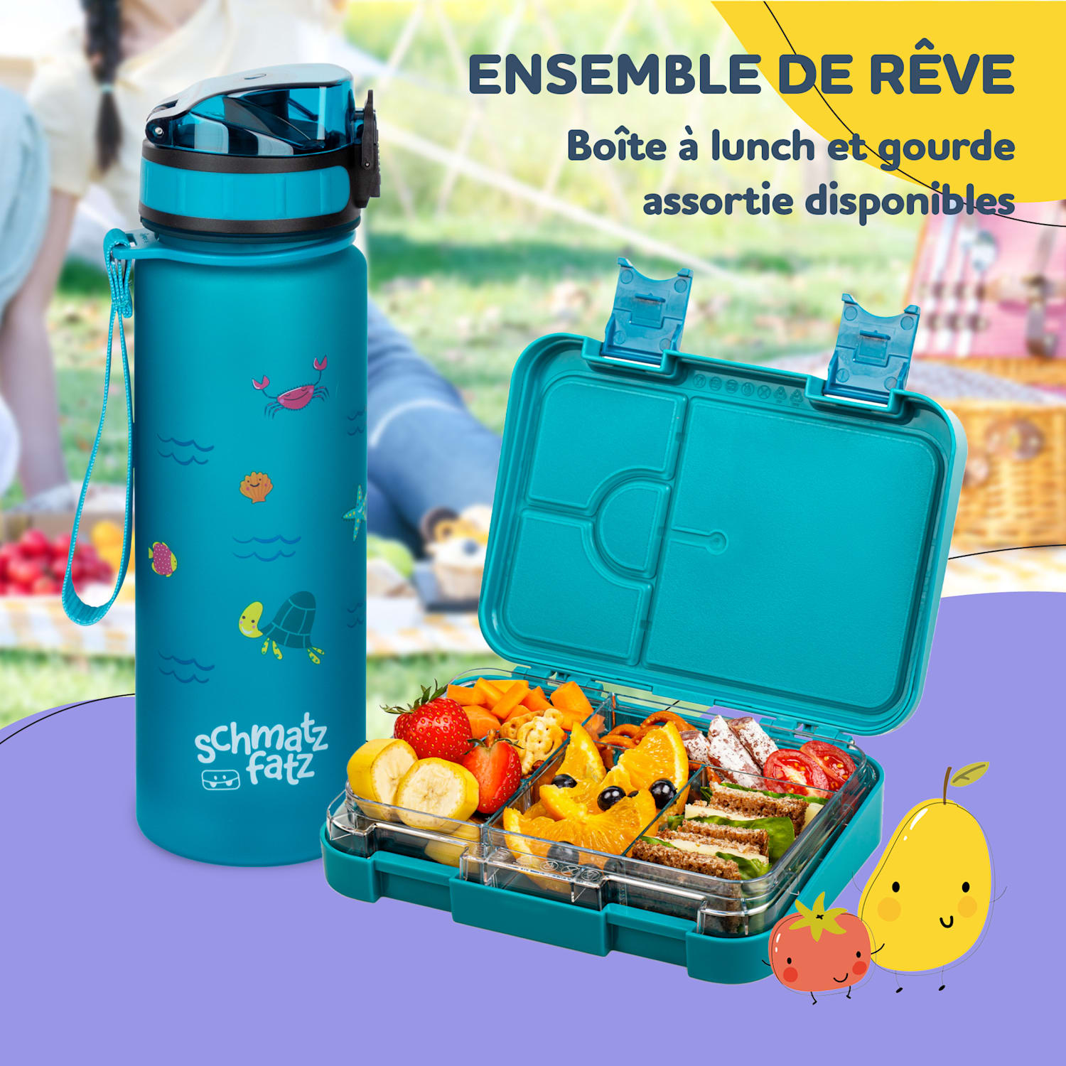 schmatzfatz junior lunchbox 6 vakken 21,3 x 15 x 4,5 cm  Petroleumblauw