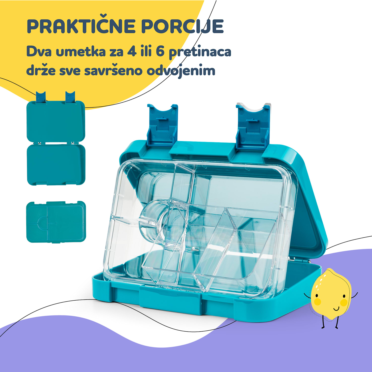 schmatzfatz junior, kutija za ručak, 6 pretinaca, 21,3 x 15 x 4,5 cm  