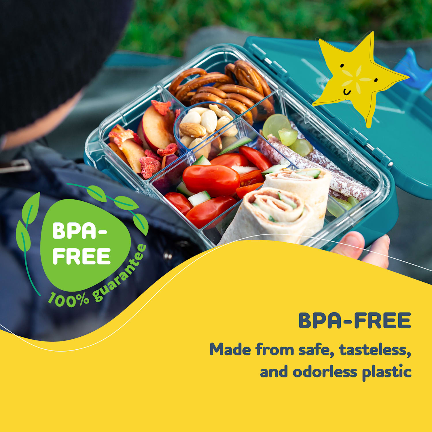 schmatzfatz junior lunchbox 6 vakken 21,3 x 15 x 4,5 cm  Petroleumblauw