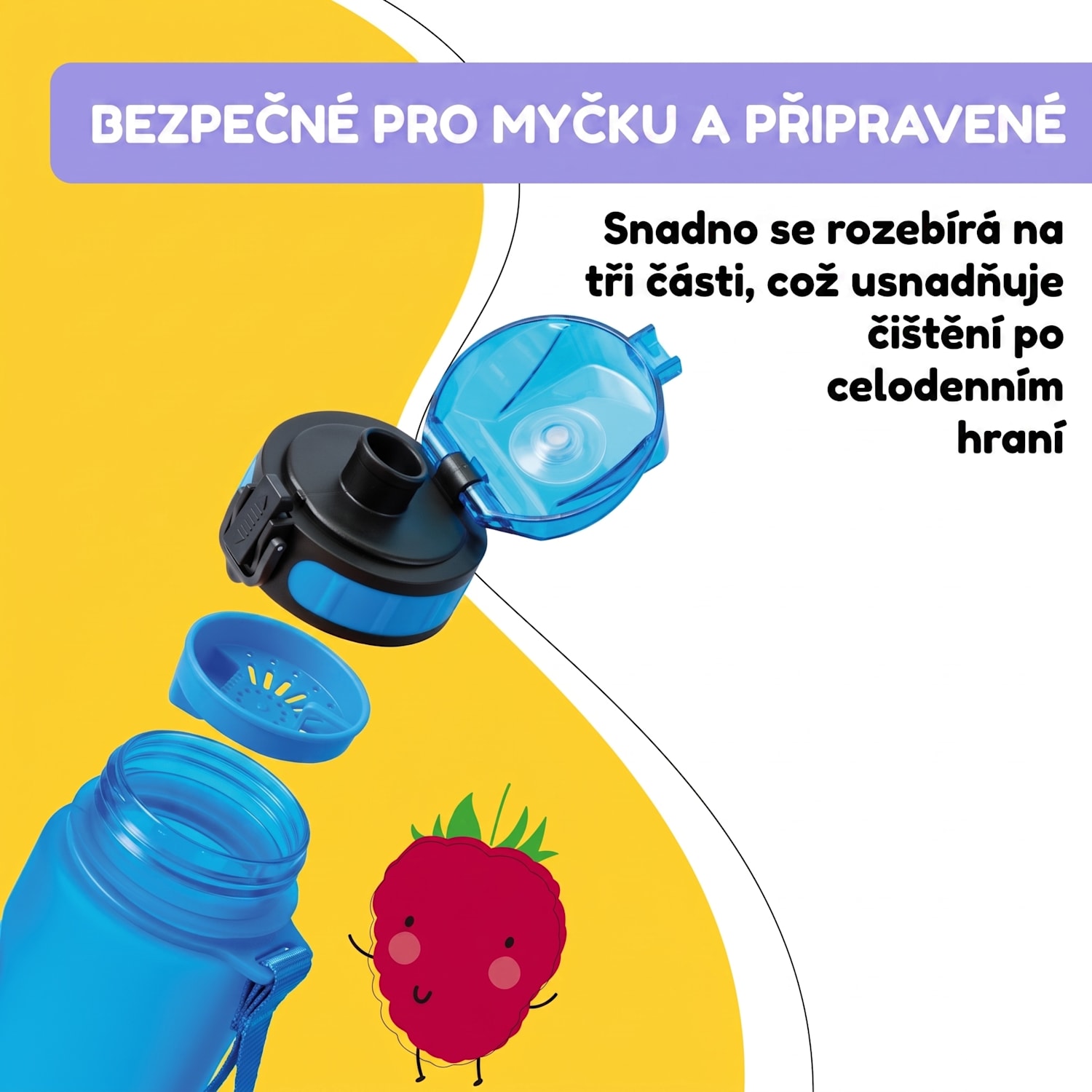 Schmatzfatz, láhev na pití, sportovní lahev, 500ml, 24cm, Tritan 500 ml | Modrá