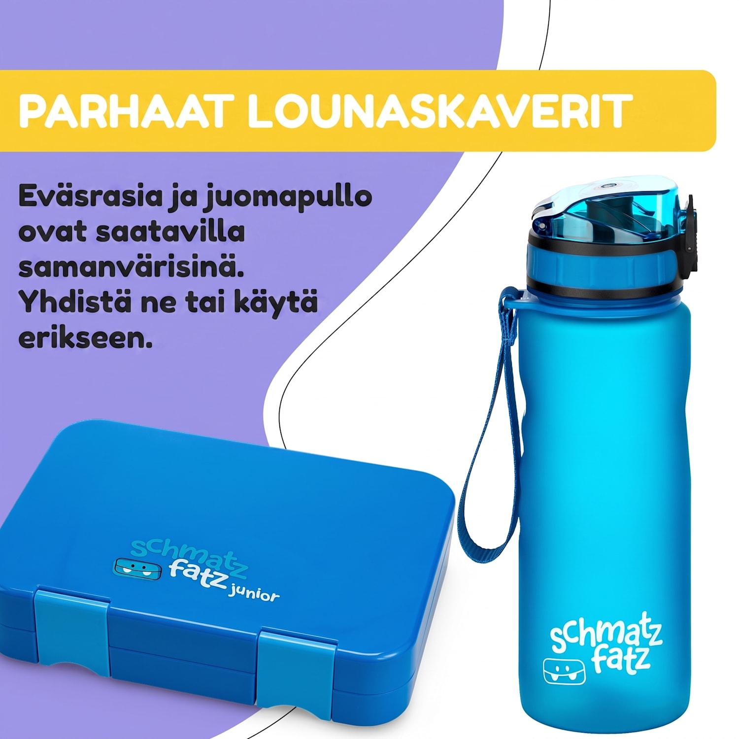 schmatzfatz Wakaba lasten juomapullo 500 ml | Tritan | Kantolenkki | BPA-vapaa 500 ml | Sininen