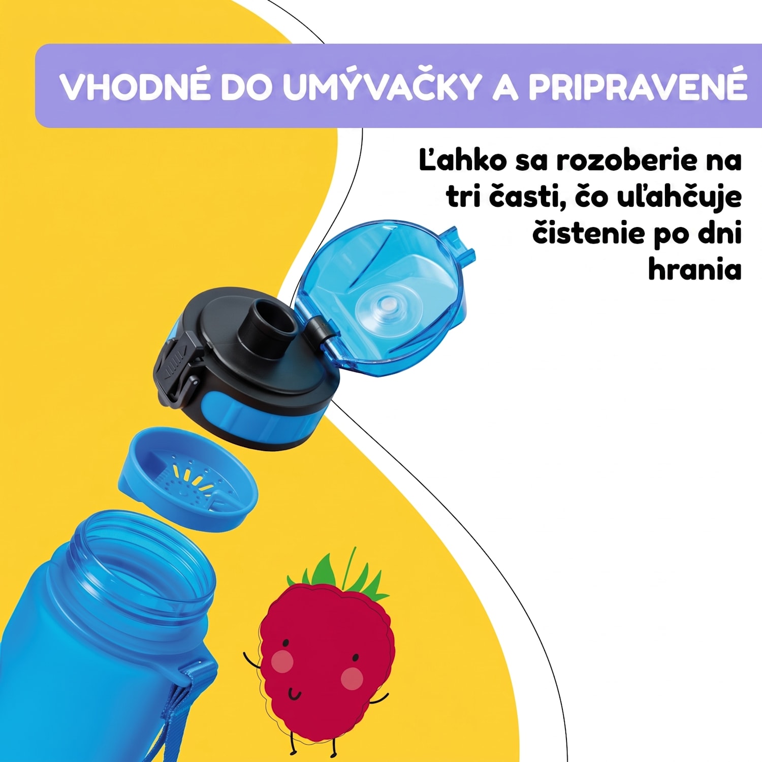 Schmatzfatz, fľaša na pitie, športová fľaša, 500 ml, 24 cm, Tritan 500 ml | Modrá