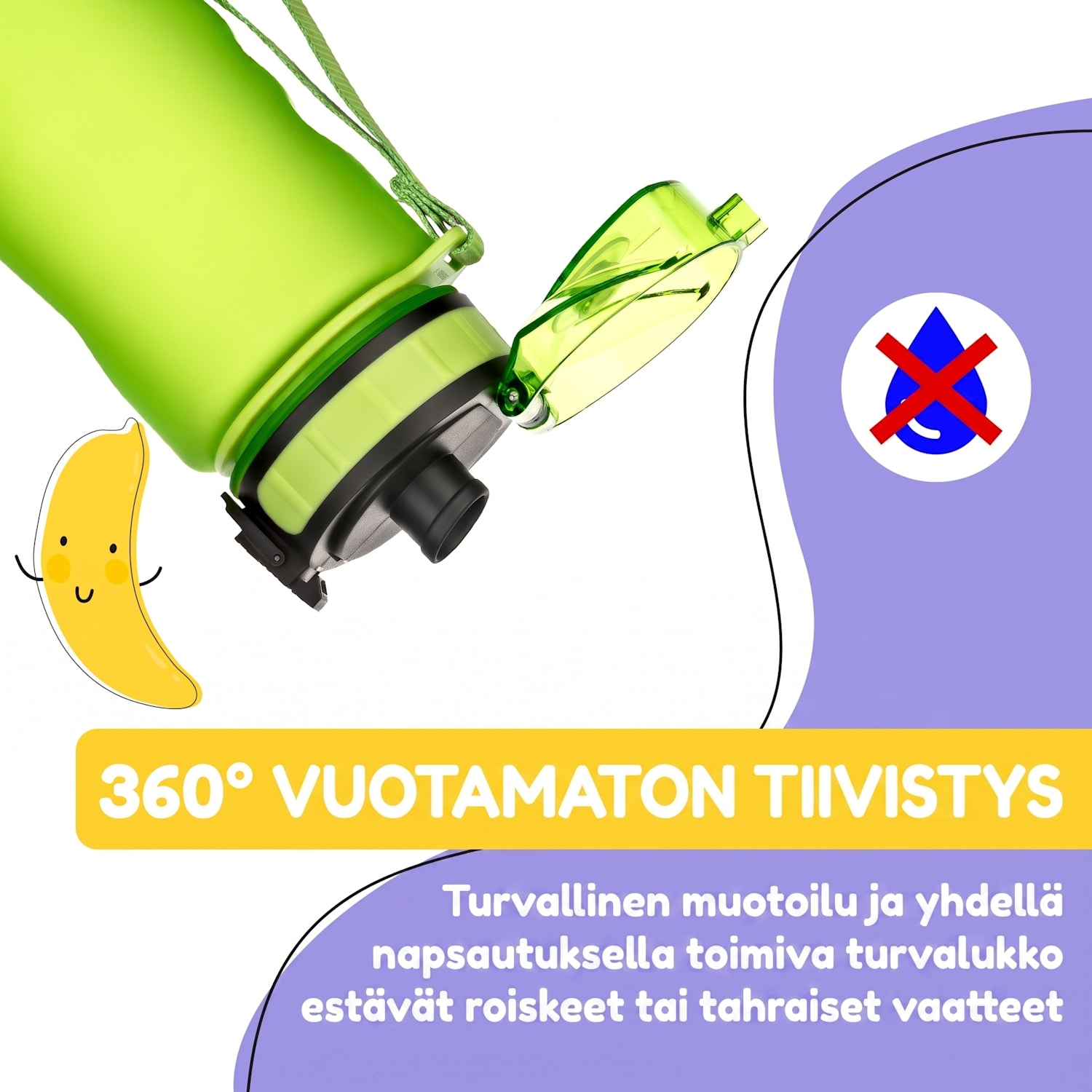 schmatzfatz Wakaba lasten juomapullo 500 ml | Tritan | Kantolenkki | BPA-vapaa 500 ml | Limenvihreä