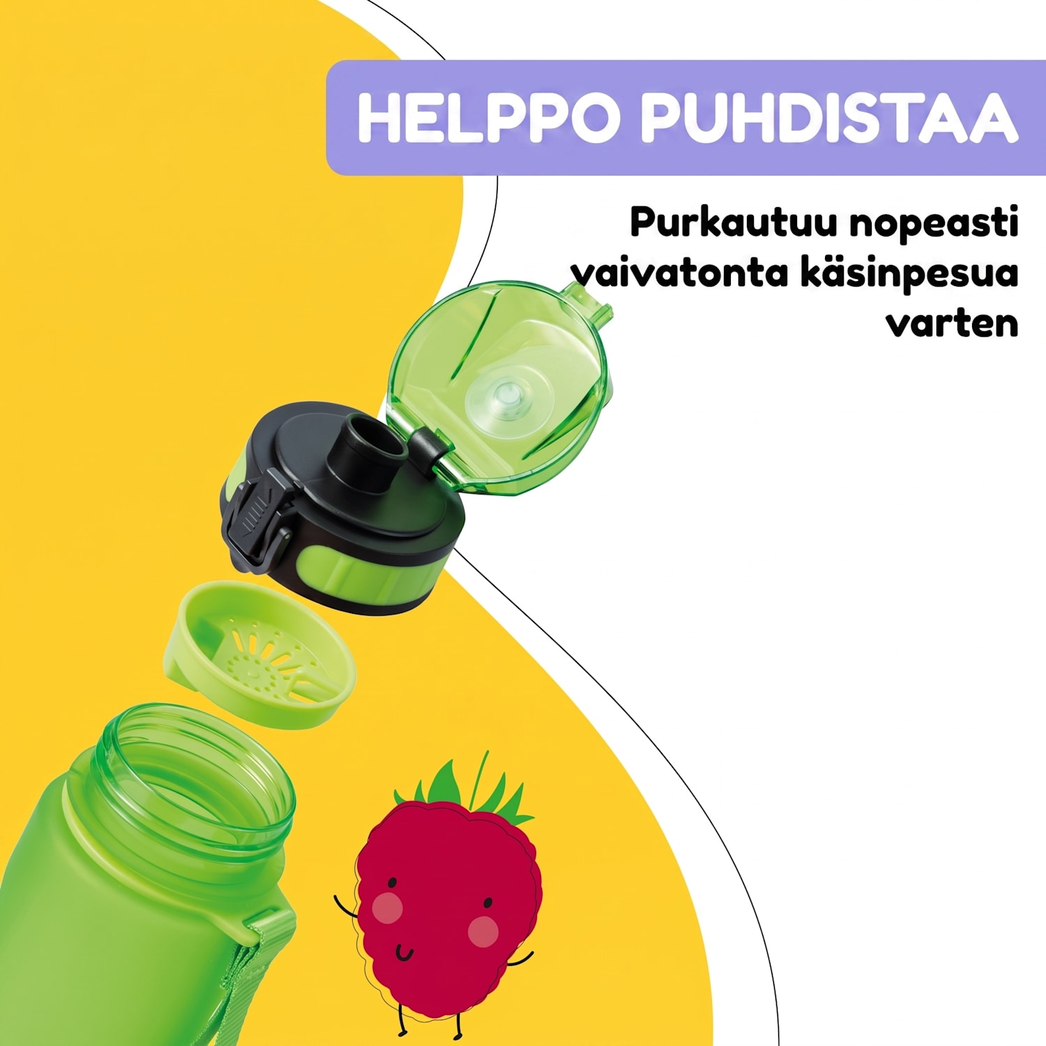 schmatzfatz Wakaba lasten juomapullo 500 ml | Tritan | Kantolenkki | BPA-vapaa 500 ml | Limenvihreä