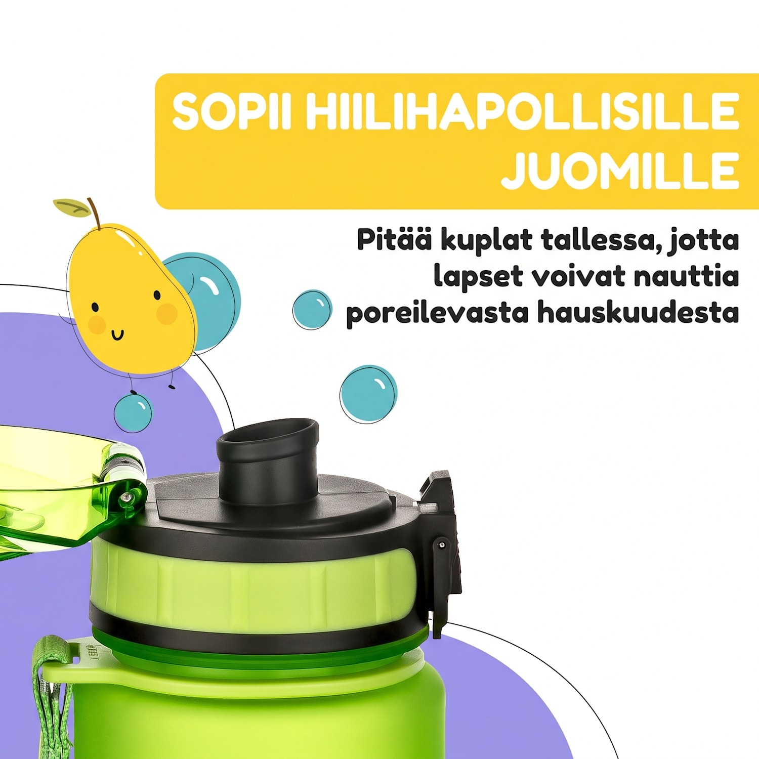 schmatzfatz Wakaba lasten juomapullo 500 ml | Tritan | Kantolenkki | BPA-vapaa 500 ml | Limenvihreä