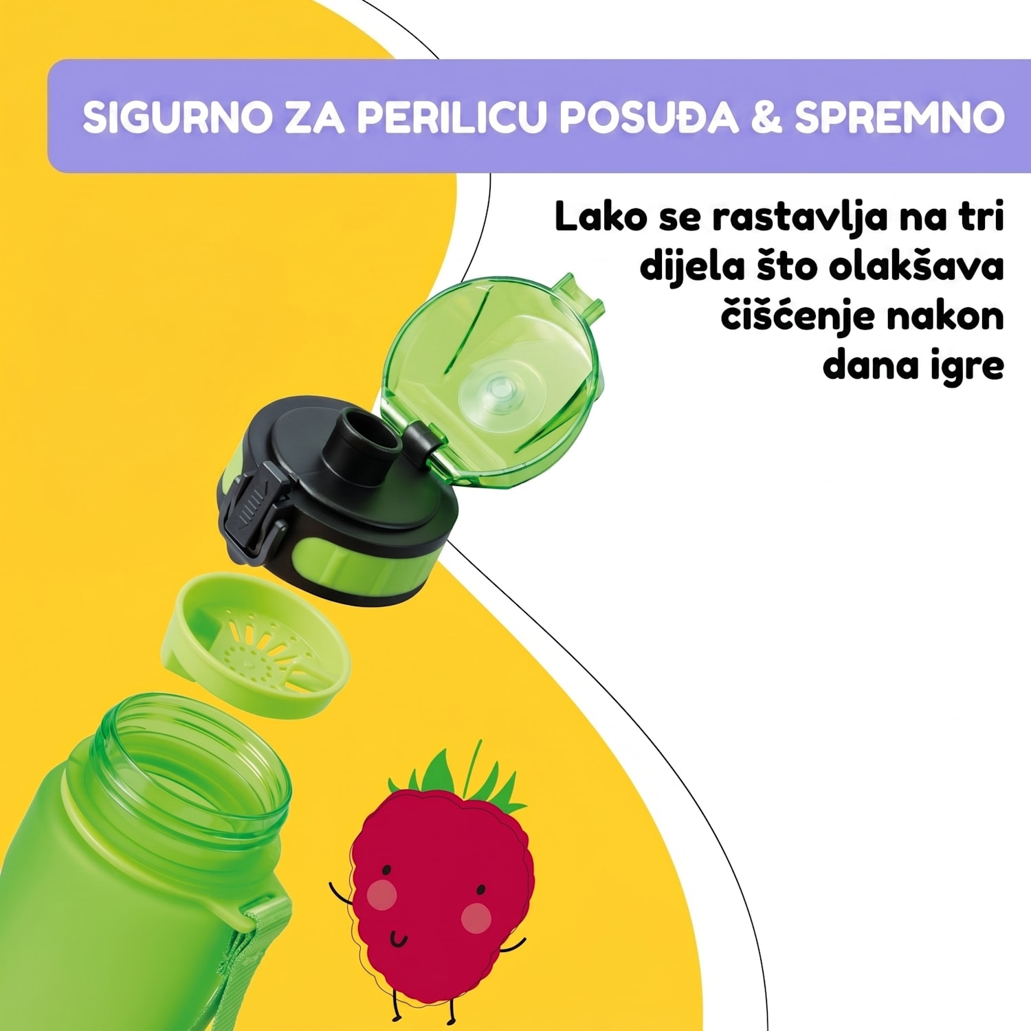 Schmatzfatz, bočica za piće, sportska bočica, 500 ml, 24 cm, Tritan 500 ml | Limeta zelena