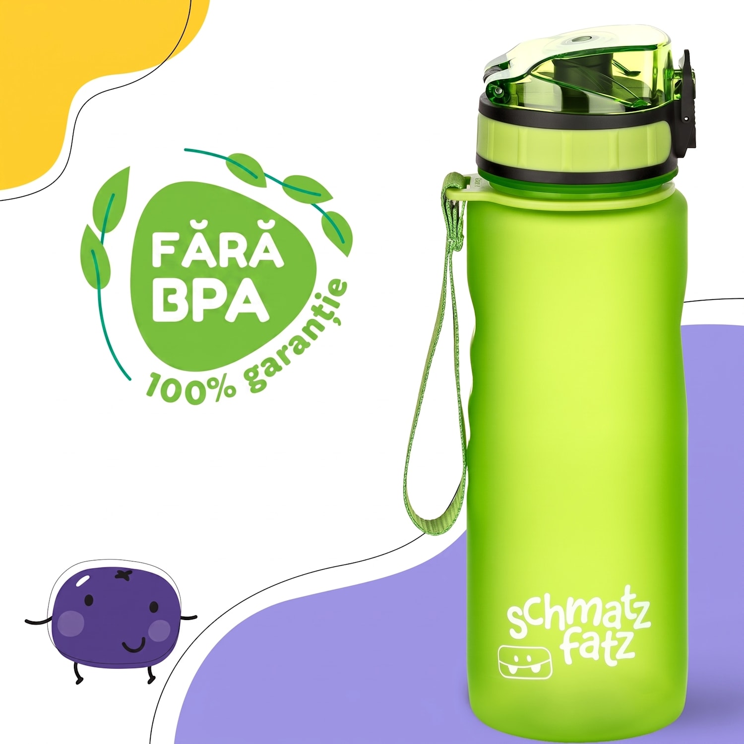 Schmatzfatz, sticlă de băut, sticlă sport, 500 ml, 24 cm, Tritan 500 ml | Verde lămâie