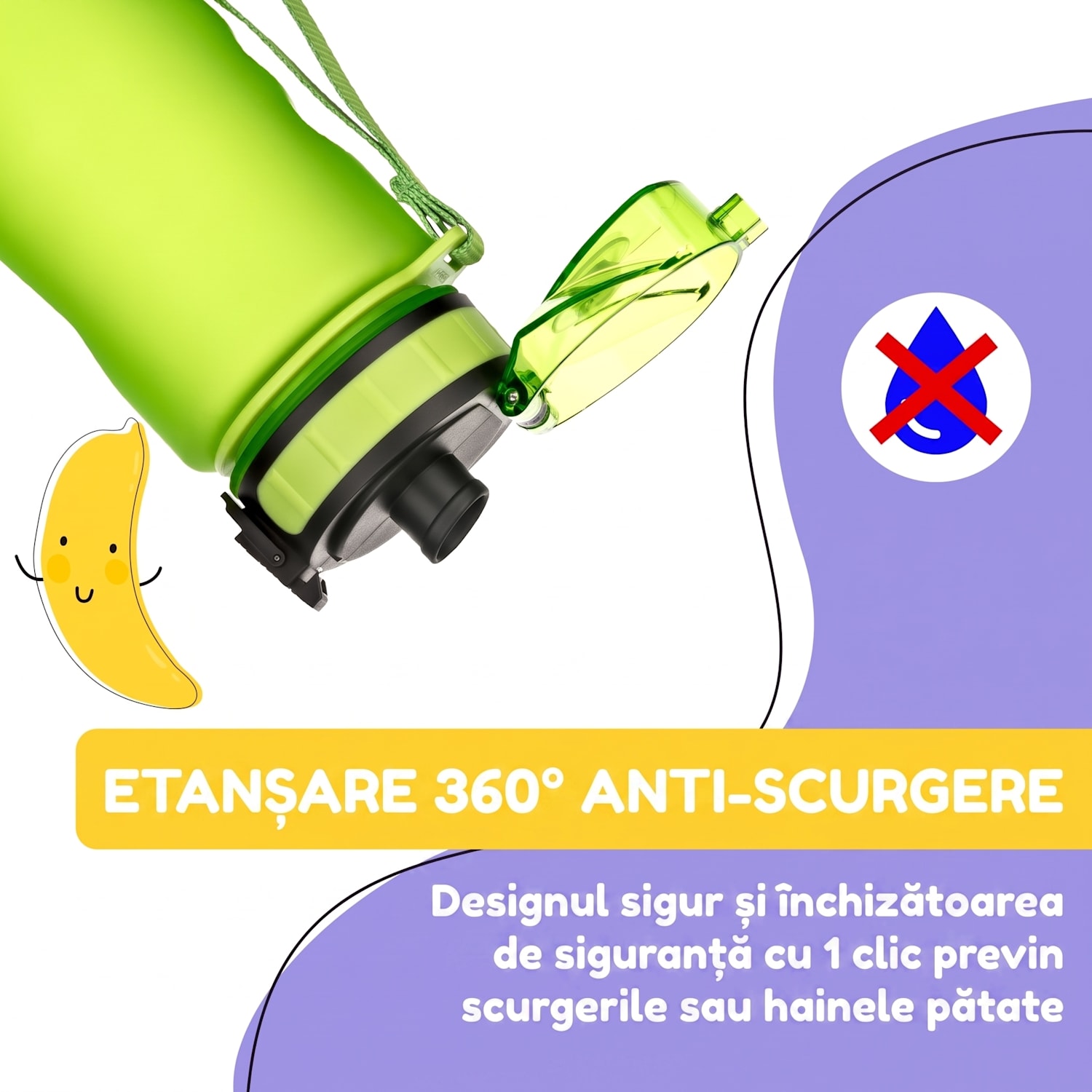 Schmatzfatz, sticlă de băut, sticlă sport, 500 ml, 24 cm, Tritan 500 ml | Verde lămâie