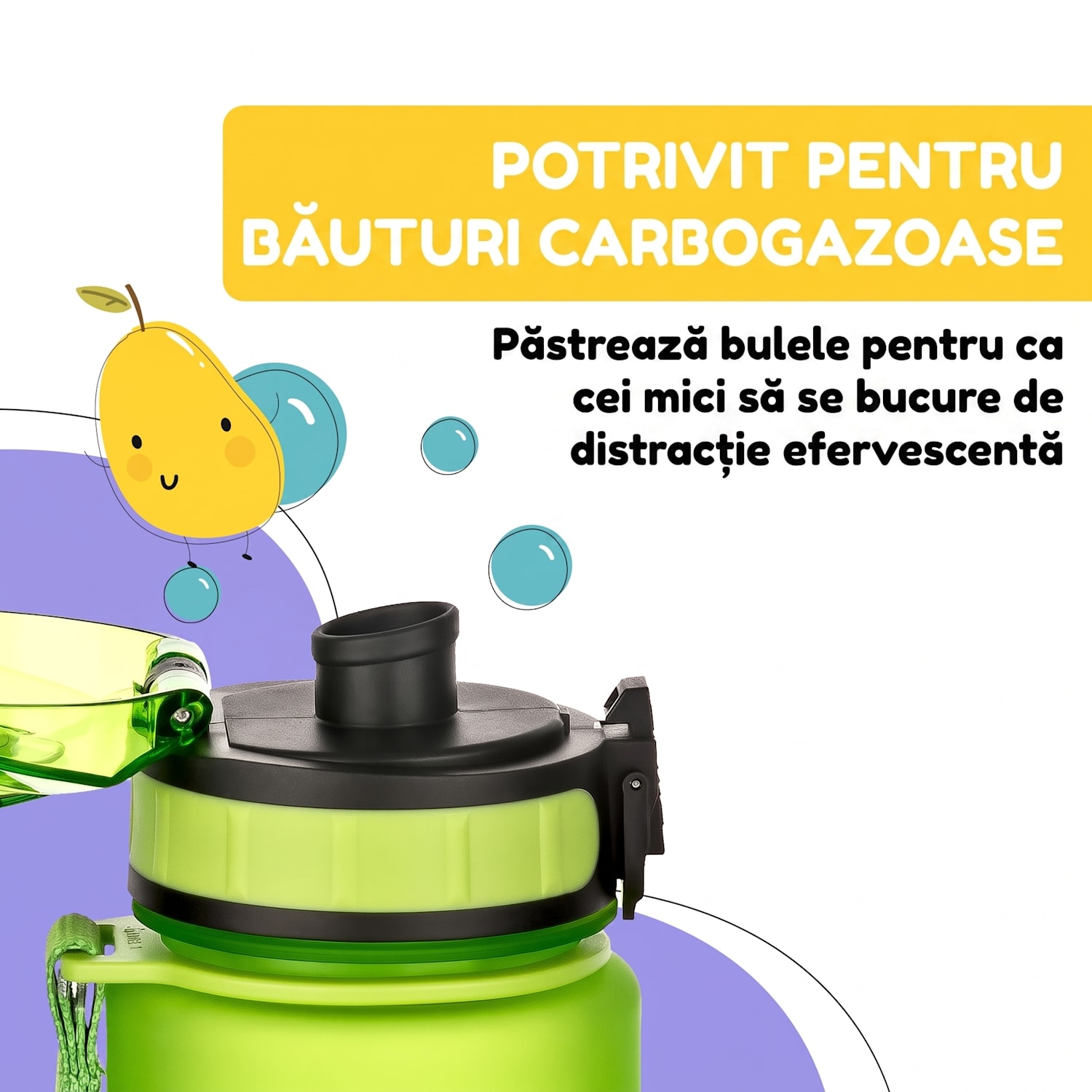 Schmatzfatz, sticlă de băut, sticlă sport, 500 ml, 24 cm, Tritan 500 ml | Verde lămâie