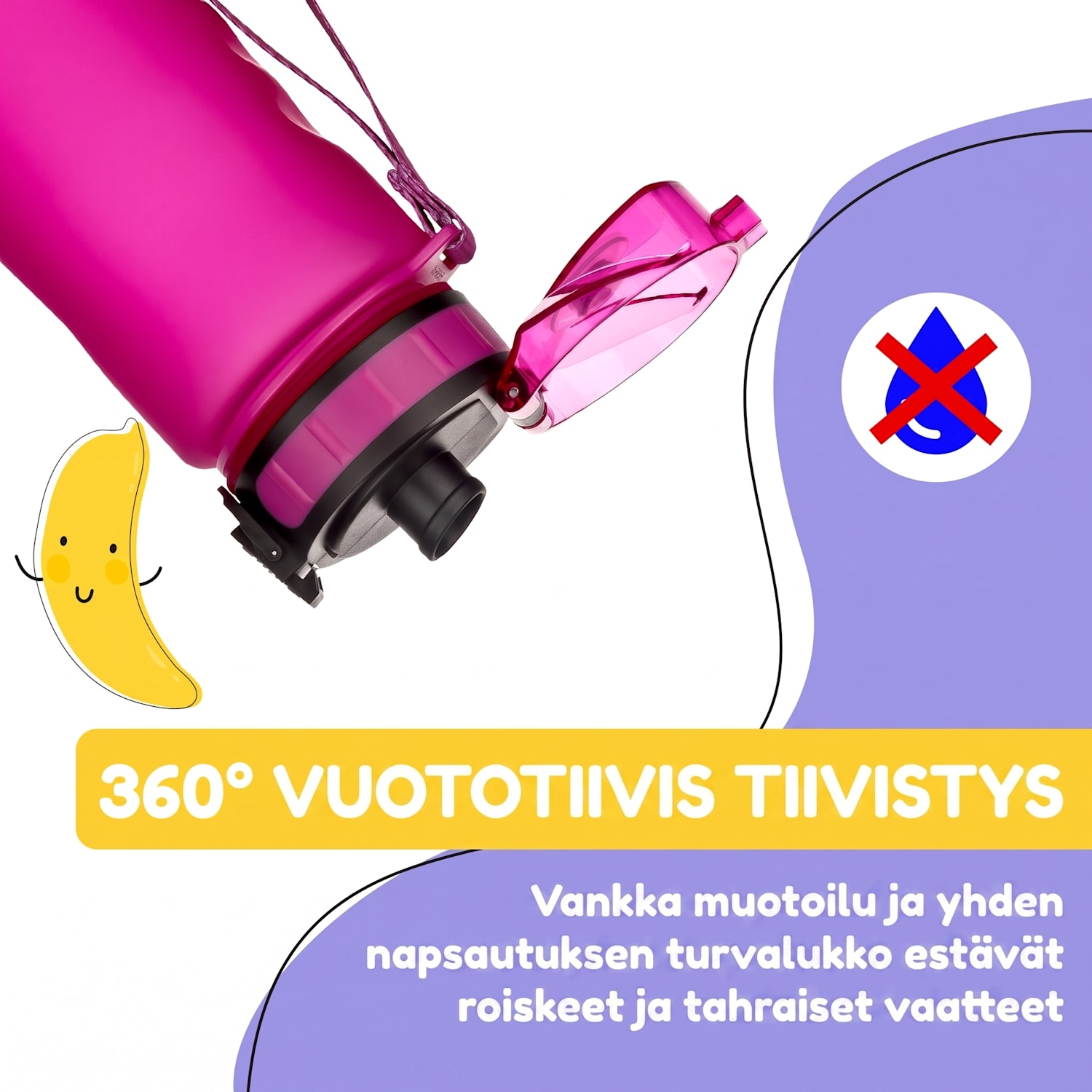 schmatzfatz Wakaba lasten juomapullo 500 ml | Tritan | Kantolenkki | BPA-vapaa 500 ml | Fuksia
