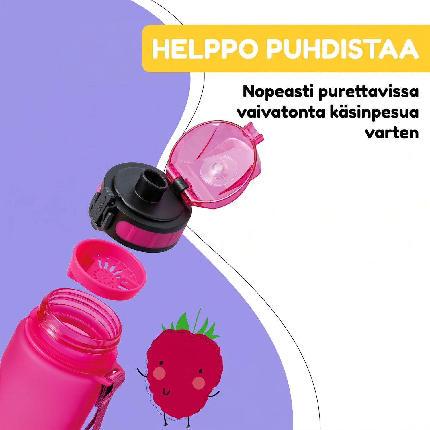 schmatzfatz Wakaba lasten juomapullo 500 ml | Tritan | Kantolenkki | BPA-vapaa 500 ml | Fuksia