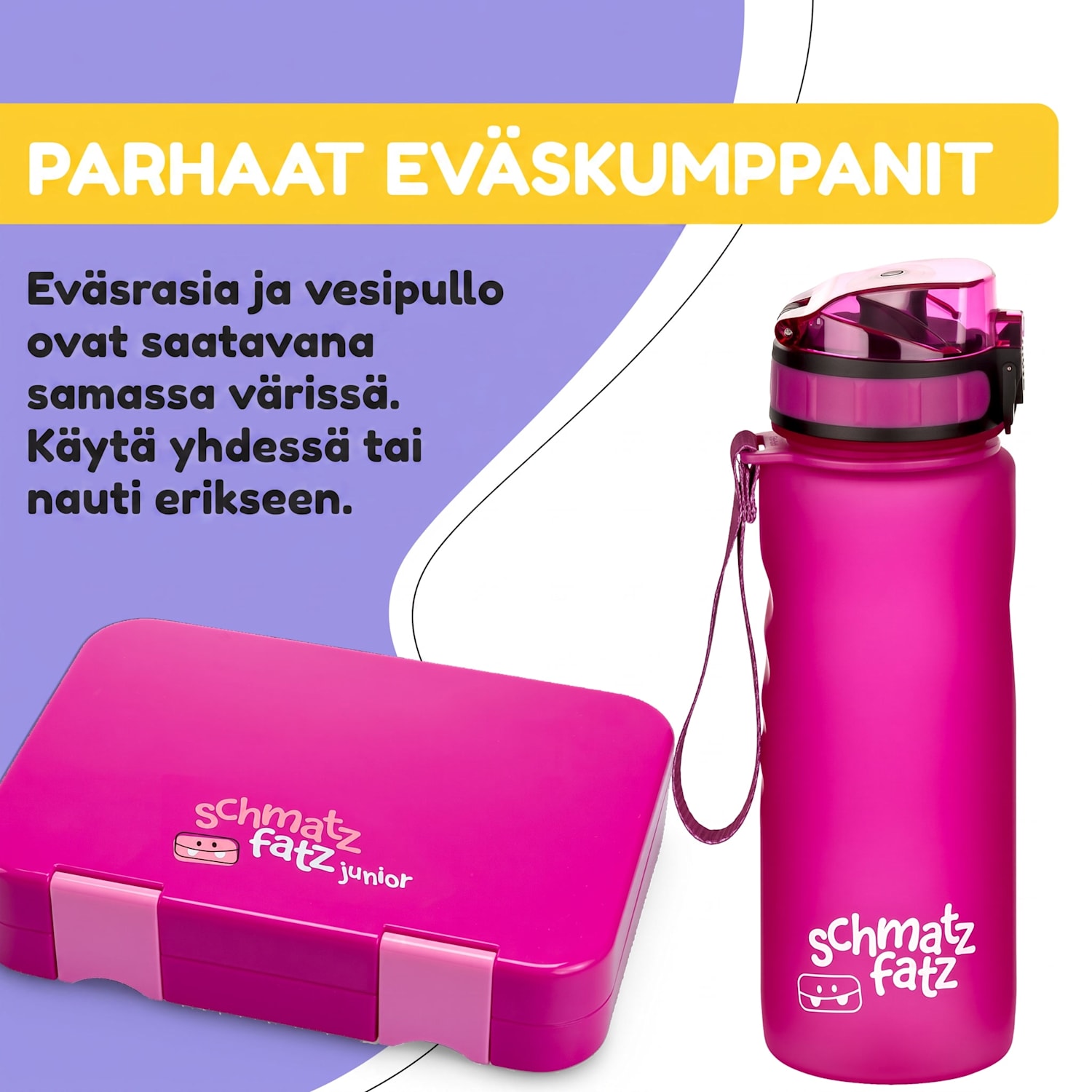 schmatzfatz Wakaba lasten juomapullo 500 ml | Tritan | Kantolenkki | BPA-vapaa 500 ml | Fuksia