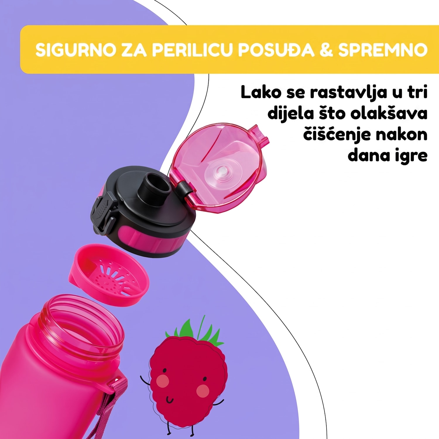 Schmatzfatz, bočica za piće, sportska bočica, 500 ml, 24 cm, Tritan 500 ml | Fuksija