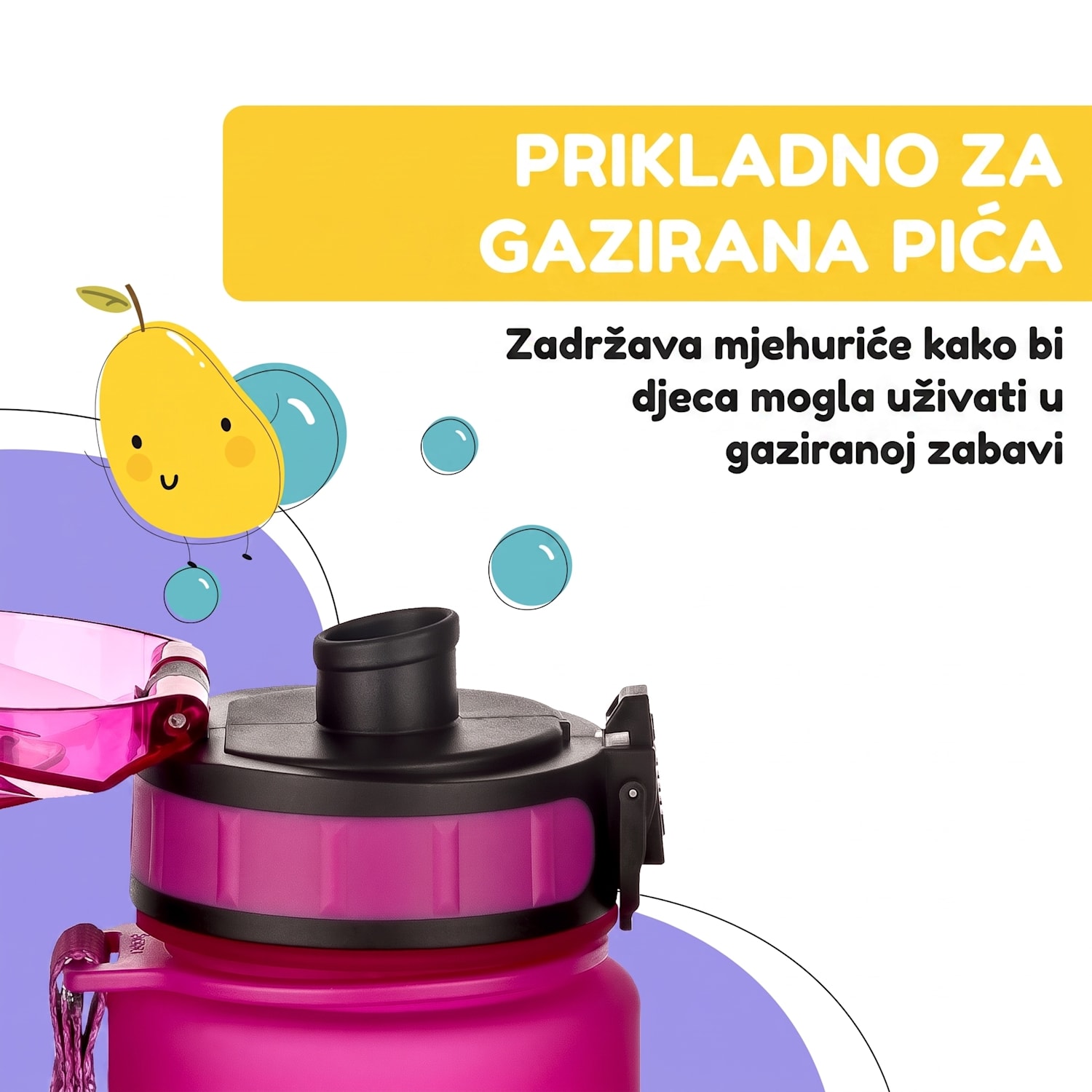 Schmatzfatz, bočica za piće, sportska bočica, 500 ml, 24 cm, Tritan 500 ml | Fuksija