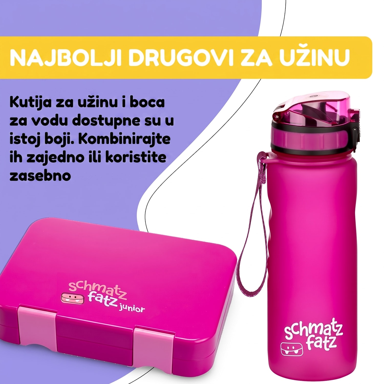 Schmatzfatz, bočica za piće, sportska bočica, 500 ml, 24 cm, Tritan 500 ml | Fuksija
