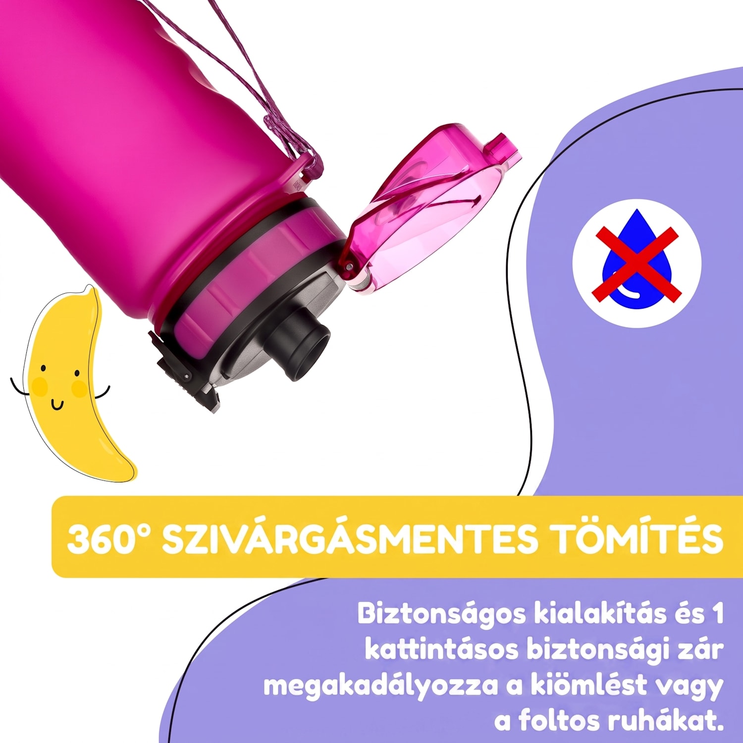 Schmatzfatz, ivópalack, sportpalack, 500 ml, 24 cm, Tritan 500 ml | Fukszia