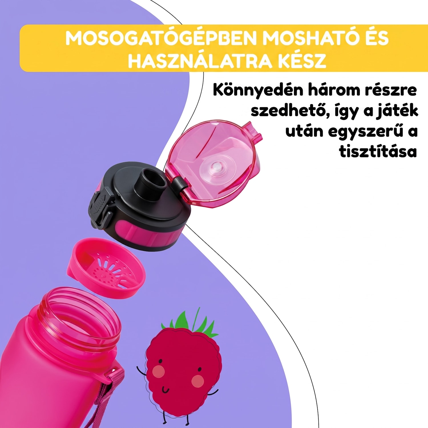 Schmatzfatz, ivópalack, sportpalack, 500 ml, 24 cm, Tritan 500 ml | Fukszia