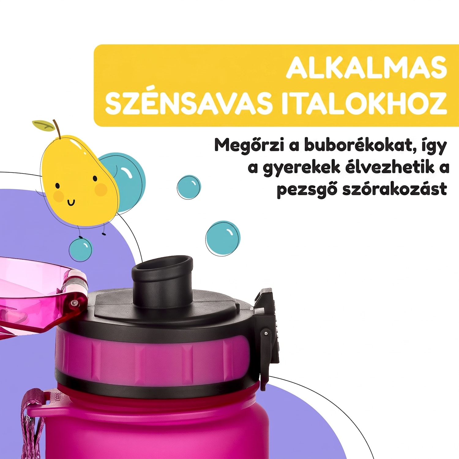 Schmatzfatz, ivópalack, sportpalack, 500 ml, 24 cm, Tritan 500 ml | Fukszia