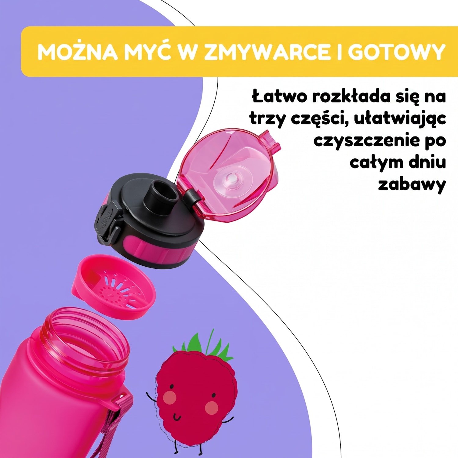 Schmatzfatz, butelka na napoje, 500 ml, 24 cm, tworzywo Tritan 500 ml | Fuksja