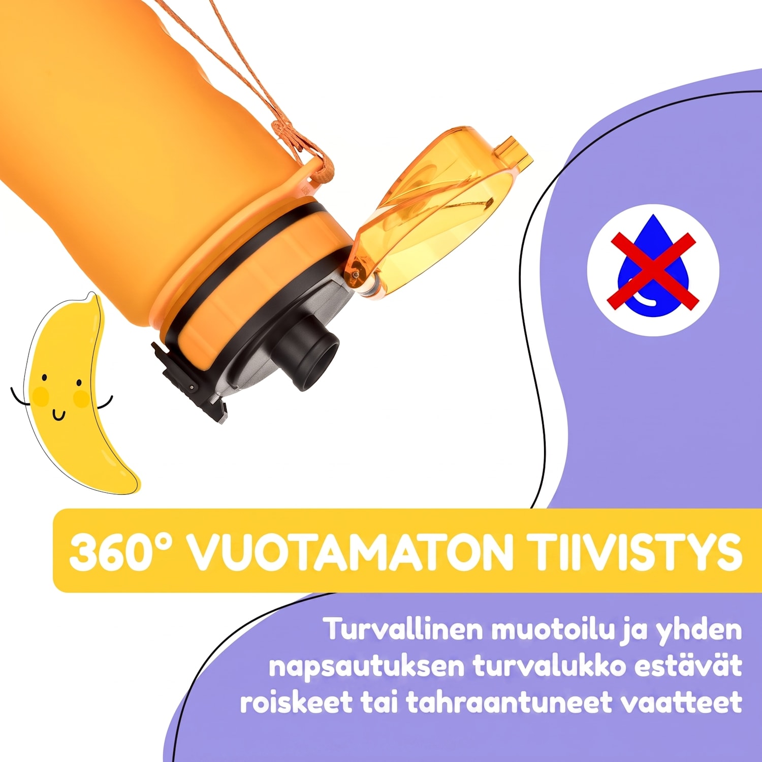 schmatzfatz Wakaba lasten juomapullo 500 ml | Tritan | Kantolenkki | BPA-vapaa 500 ml | Oranssi